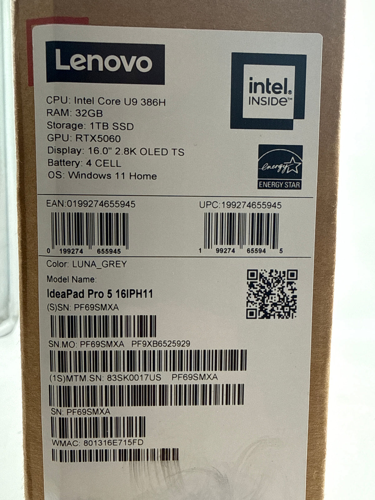 Lenovo IdeaPad Pro 5 16in Touch Screen 16IPH11 Ultra 9 386H 32GB RAM 1TB SSD RTX 5060  - New