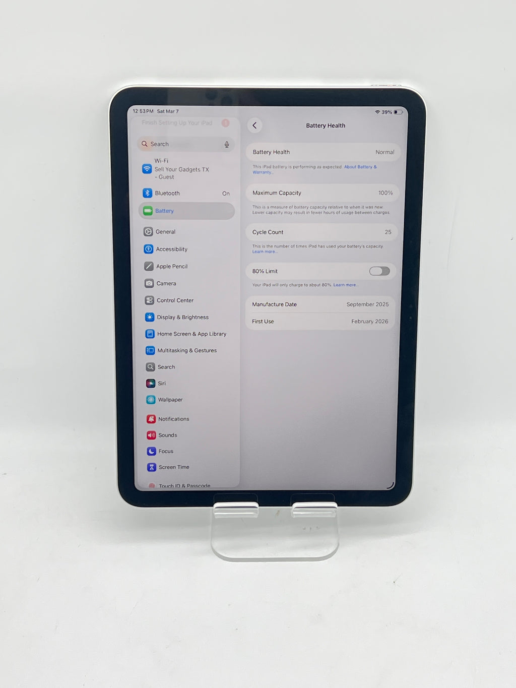 Apple iPad A16 (11th Gen) Wi Fi 128GB Silver - Used