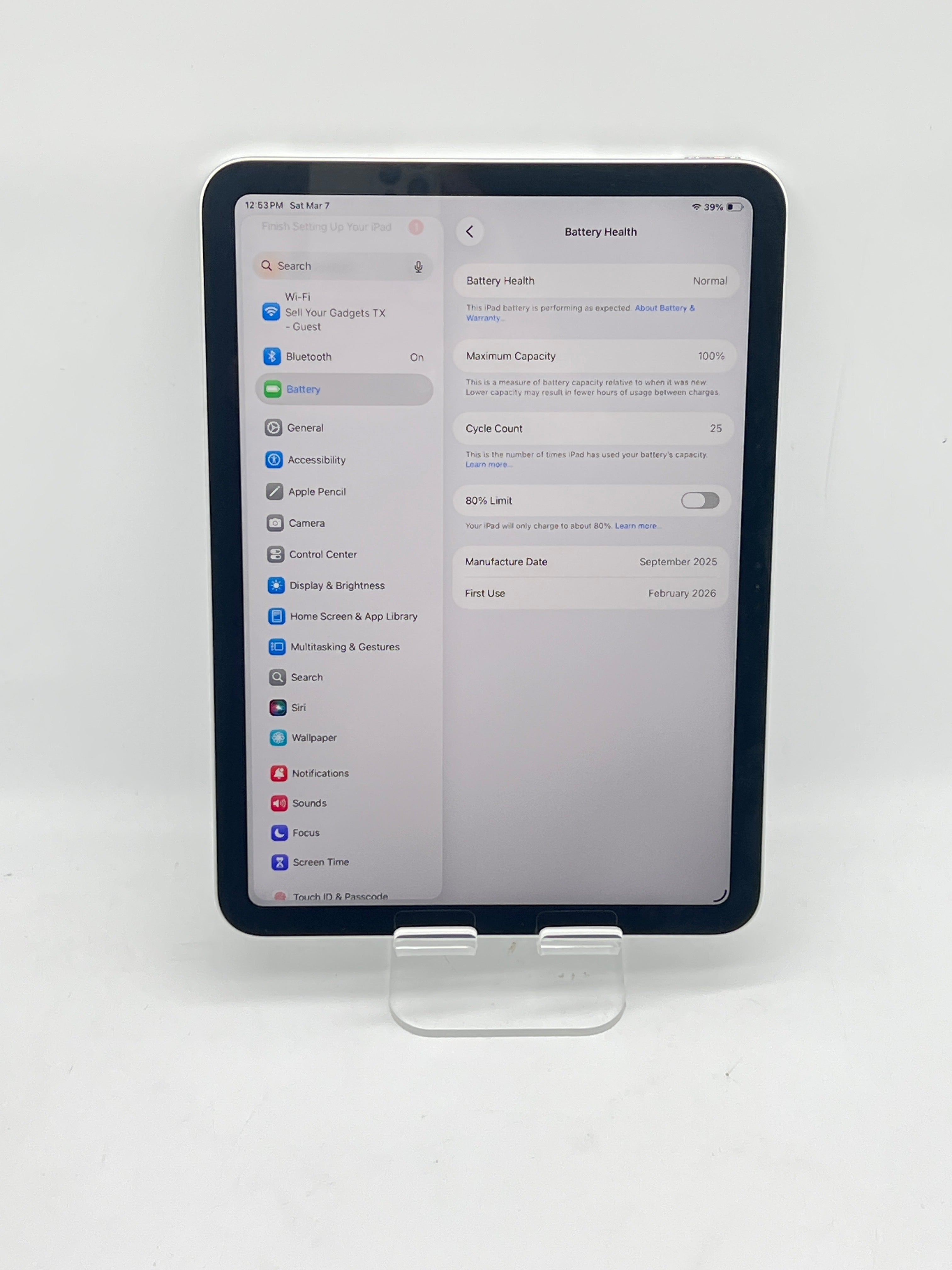 Apple iPad A16 (11th Gen) Wi Fi 128GB Silver - Used