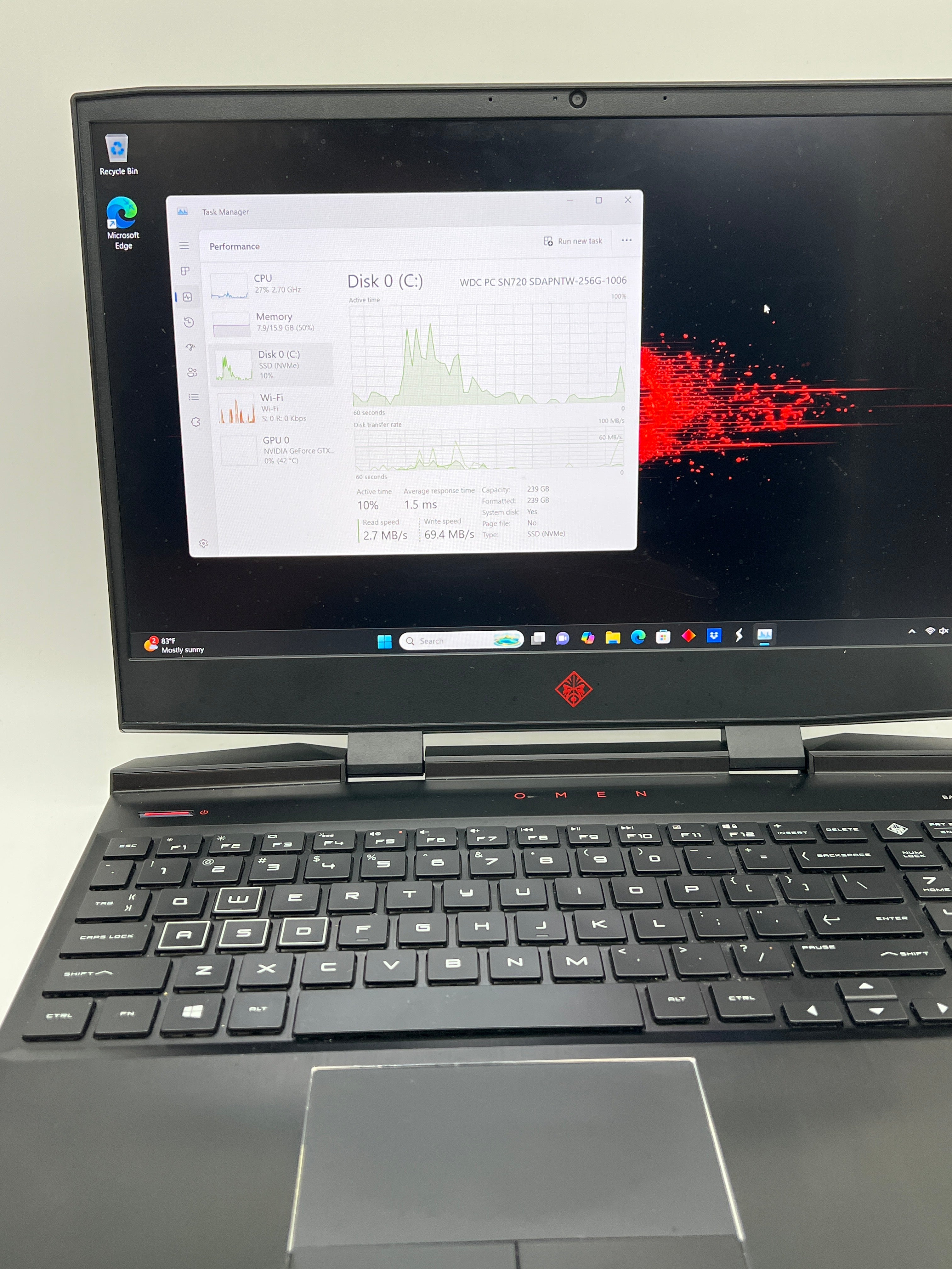 HP OMEN 15 15.6" i7-9750H 16GB RAM 256GB SSD GTX 1660 Ti - Used