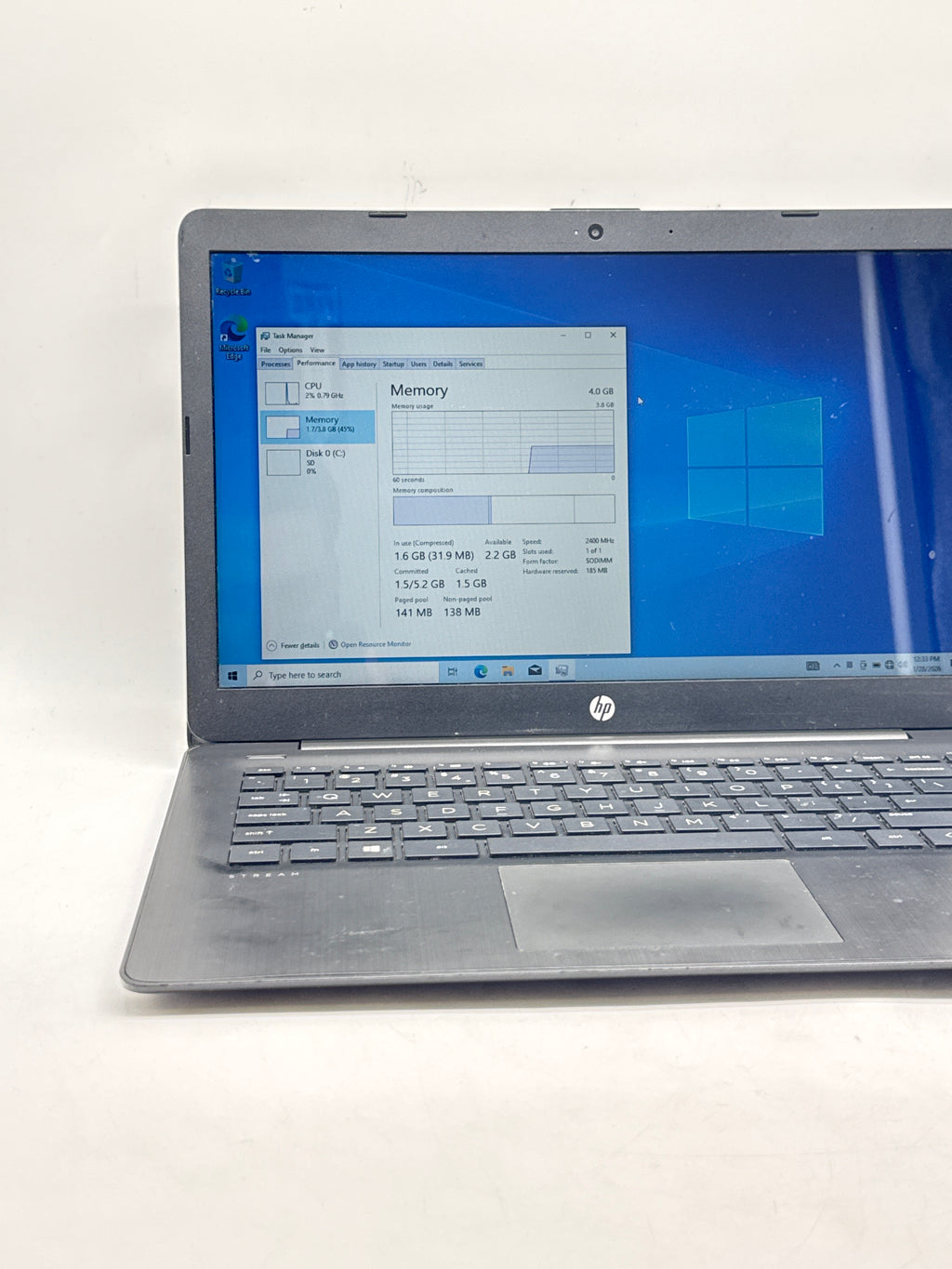 HP Stream 14-cb1614wm 14" Intel Celeron N4000 4GB RAM 32GB SD Black - Used