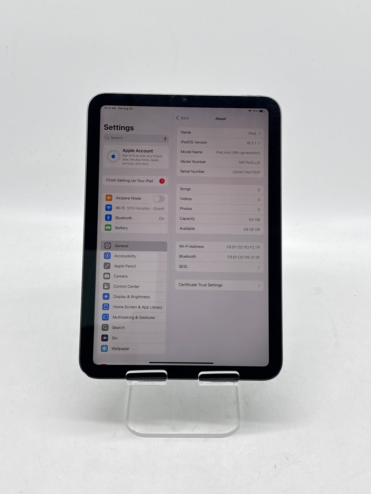 Apple iPad Mini 6th Gen A2567 8.3" 64GB Wi-Fi Space Gray Used
