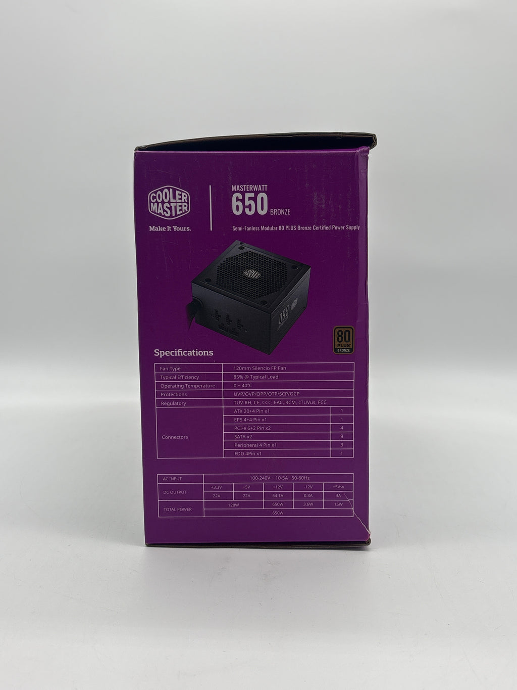 Cooler Master MasterWatt 650W Bronze ATX Power Supply Black - Used With Box