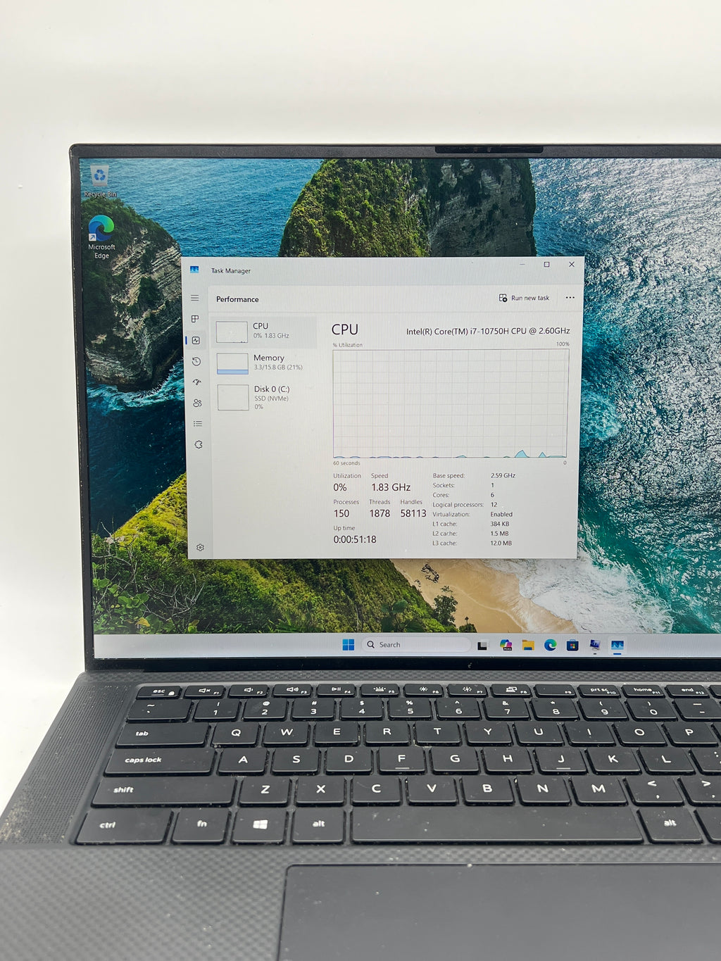Dell XPS 15 9500 i7-10750H 16GB RAM 512GB SSD Gray - Used
