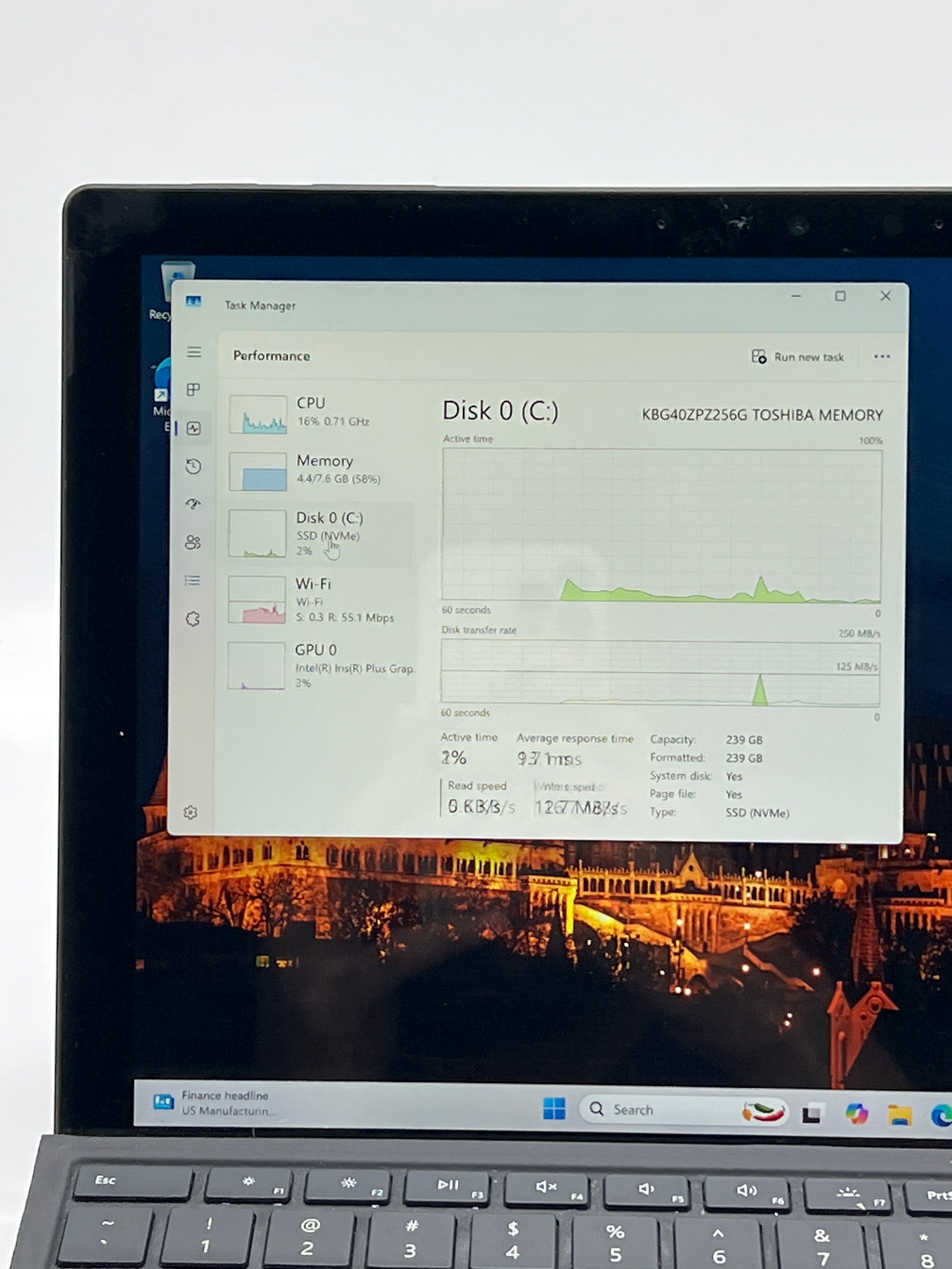 Microsoft Surface Pro 7 Model 1866 12.3 inch Intel Core i5 8gb RAM 256GB SSD - Black
