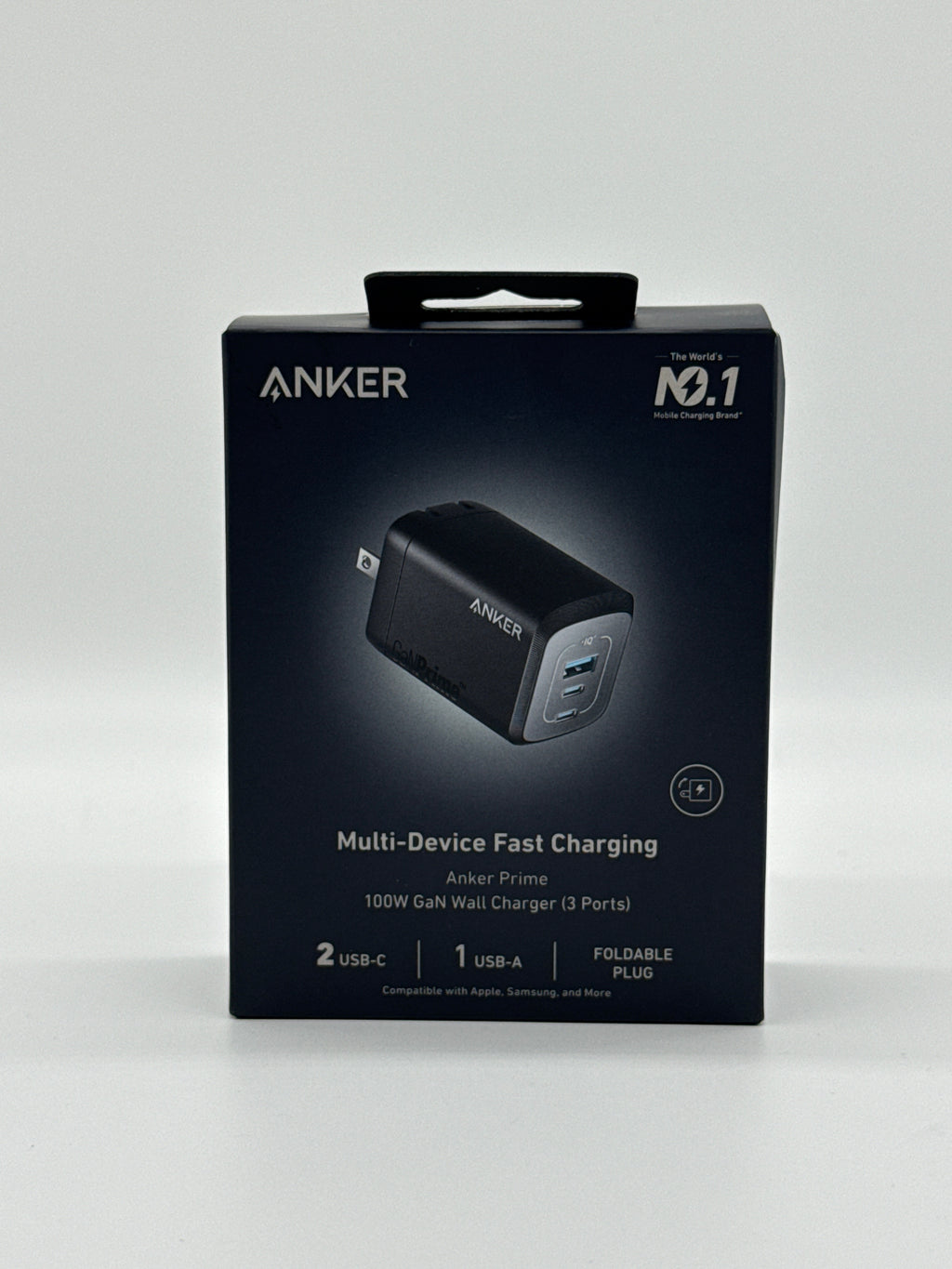 Anker 100W GaNPrime Wall Charger Black 3 Ports Fast Charging New