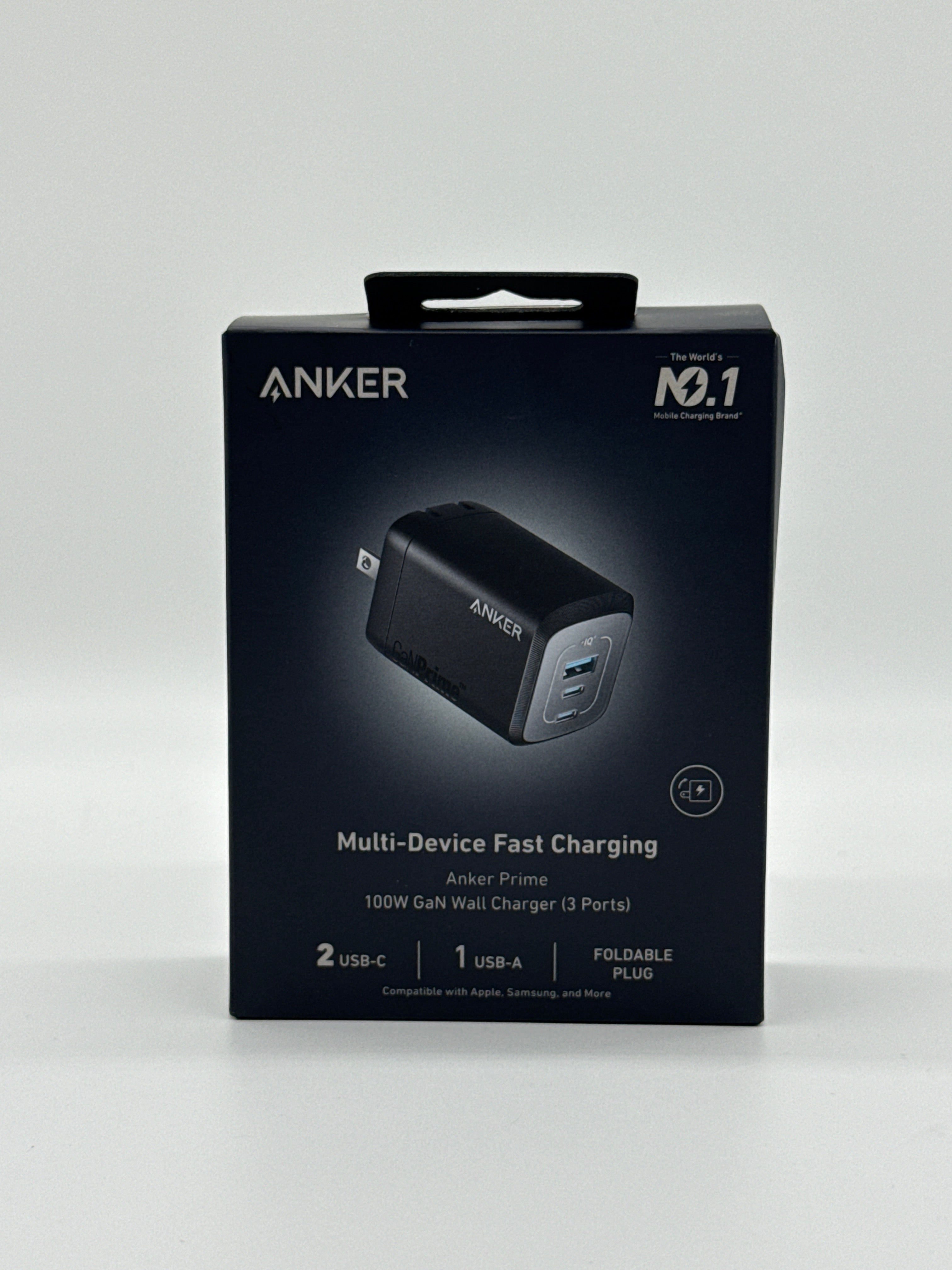 Anker 100W GaNPrime Wall Charger Black 3 Ports Fast Charging New