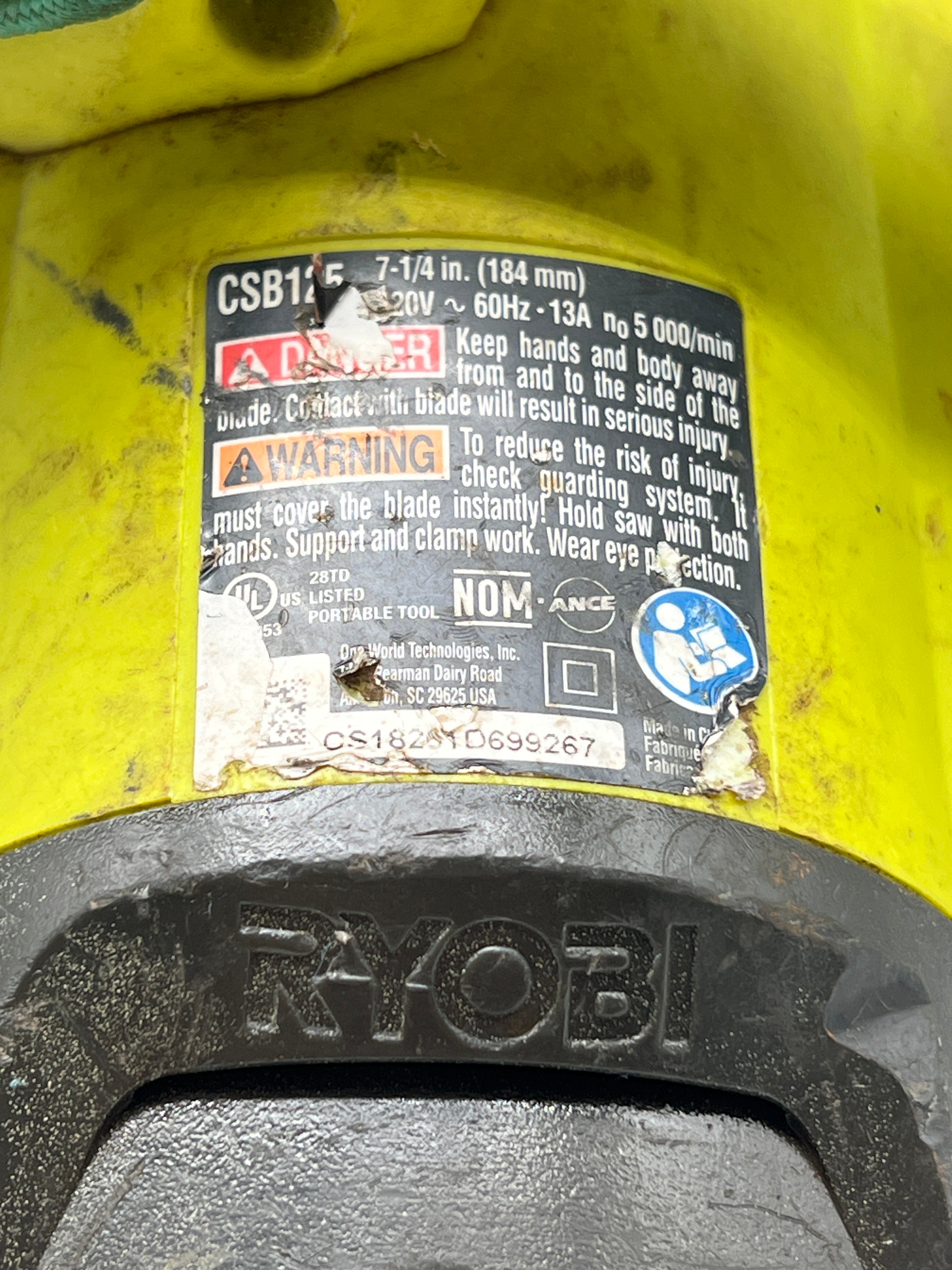 RYOBI CSB125 13-Amp 7-1/4 in. Circular Saw - Used