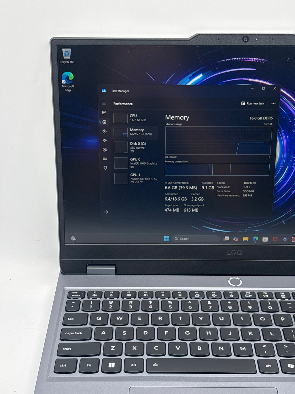 Lenovo LOQ 15IRX10 15" Intel i7-13650HX 16GB RAM 512GB SSD RTX 5060 Gray - Used