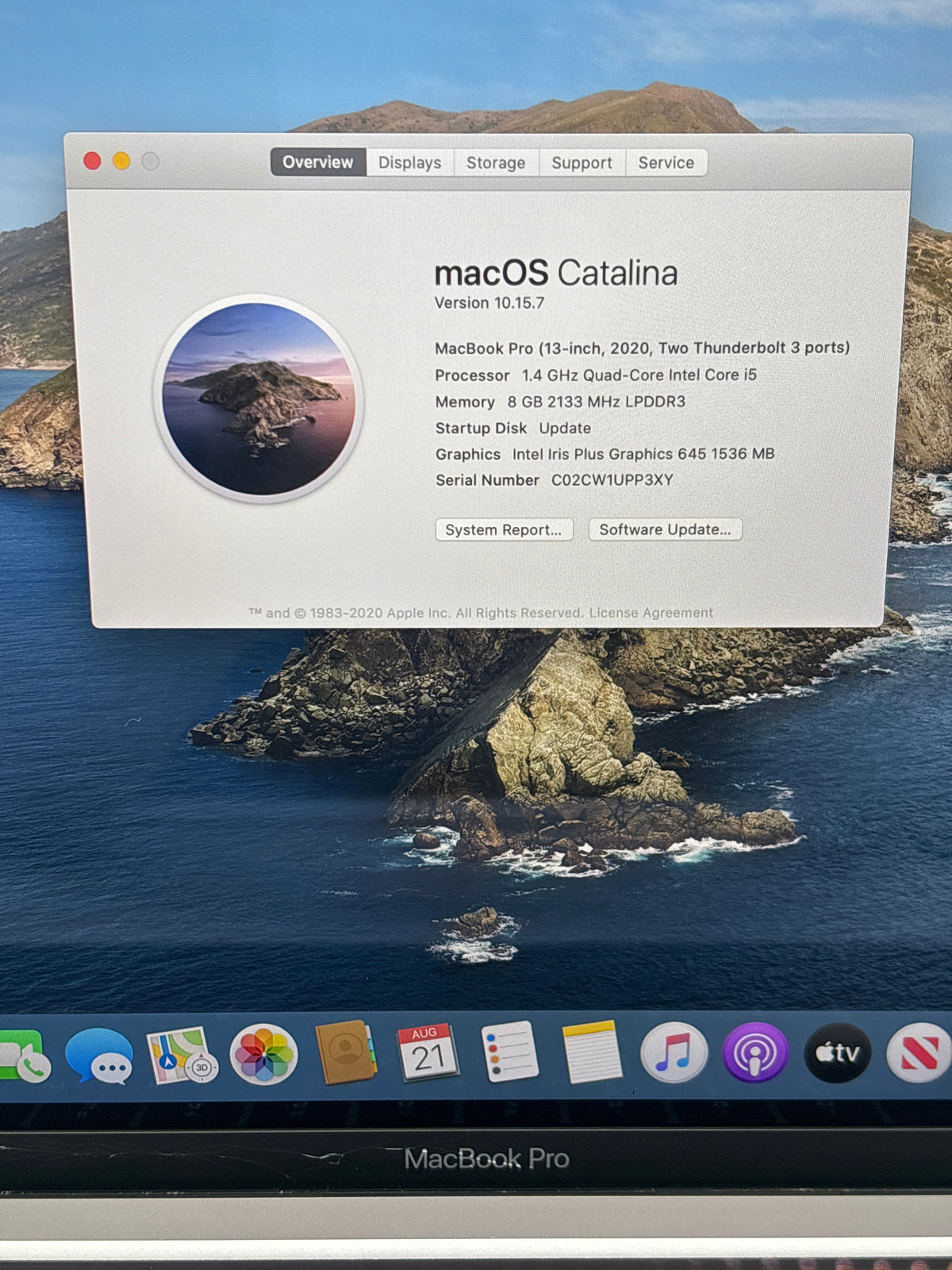 Apple MacBook Pro 13" A2289 2020 Intel Core i5 8GB RAM 256GB SSD Space Gray - Cracked Frame