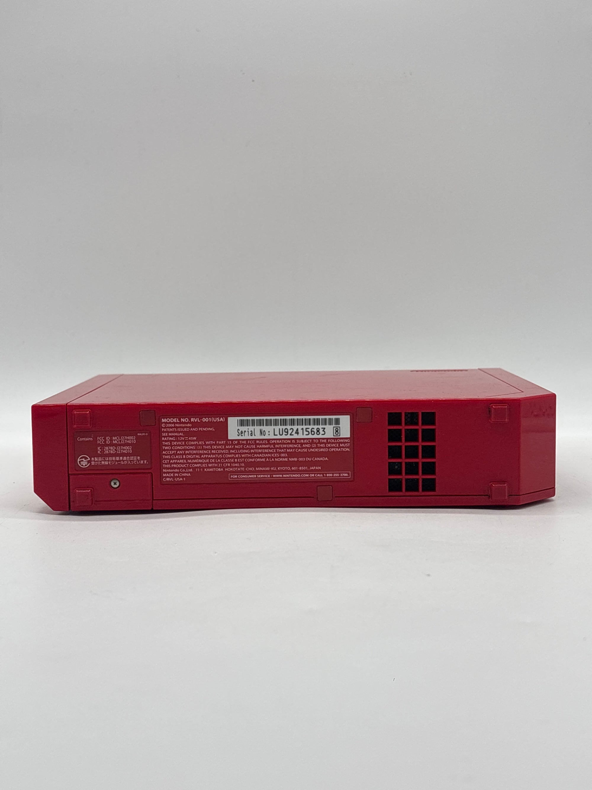 Nintendo Wii Red RVL-001 With 1 Remote Ac Adapter Cables
