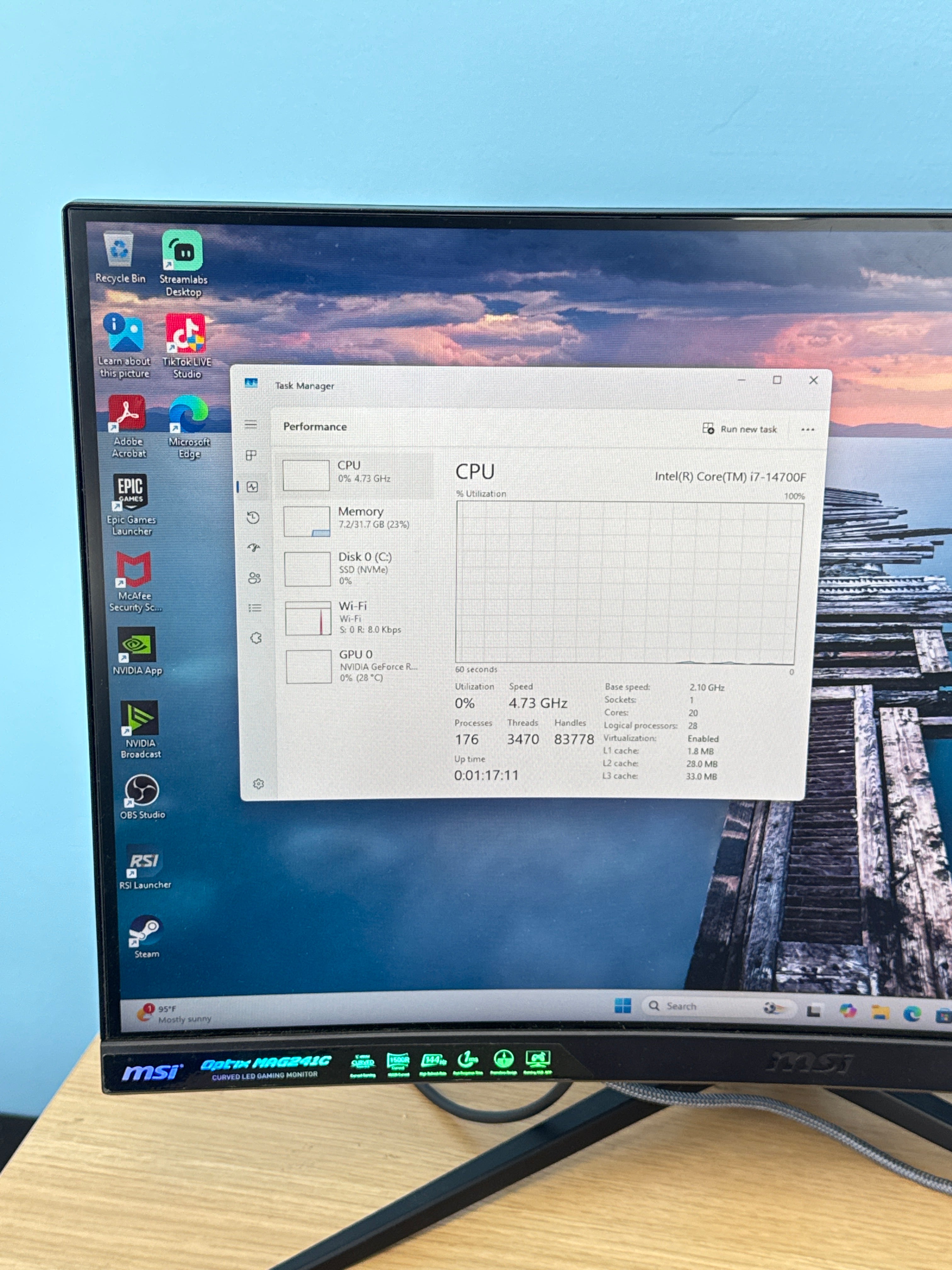 CyberpowerPC C-Series i7-14700F 32GB RAM DDR5 2TB SSD RTX 5070 - Used