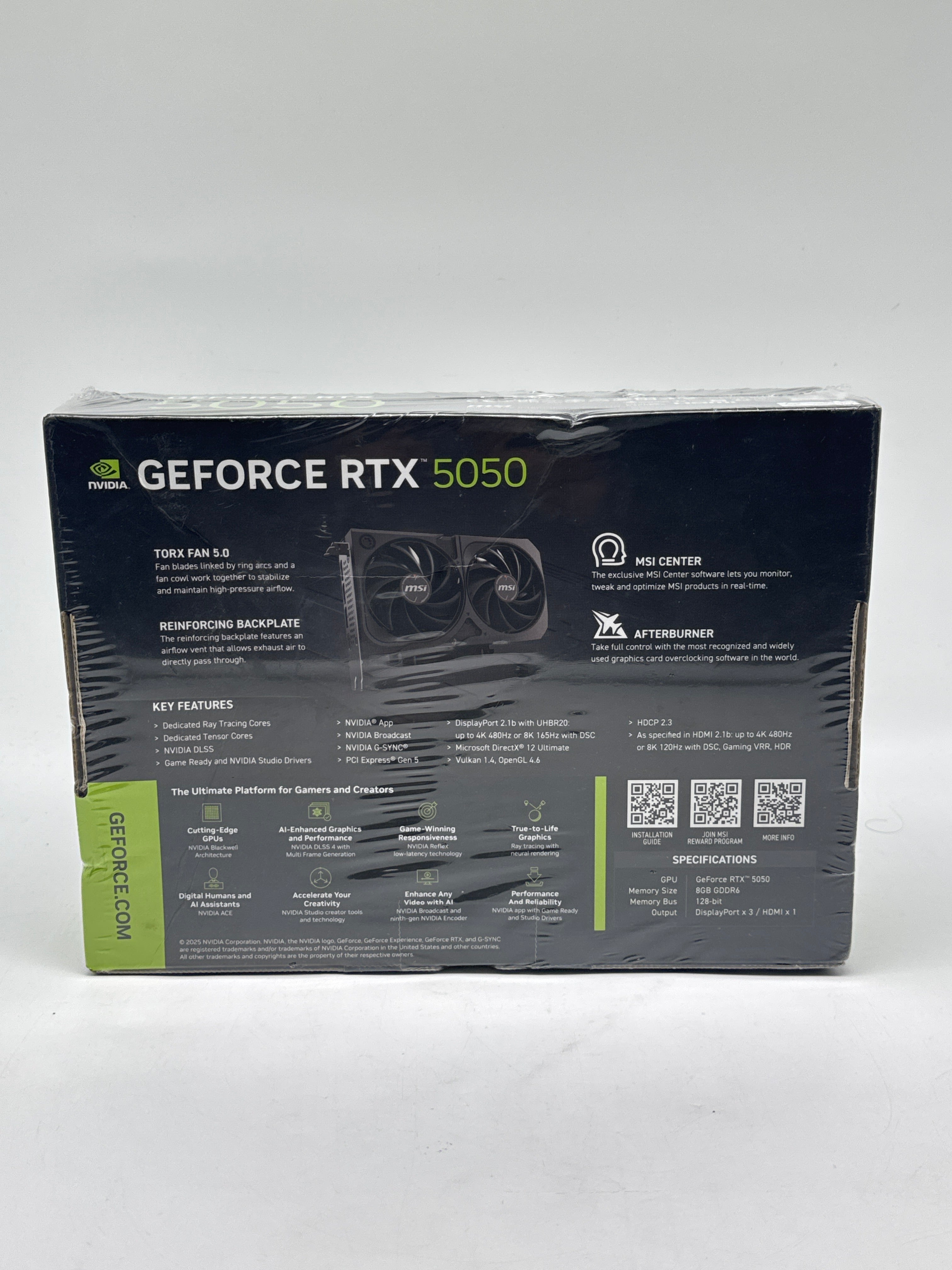MSI GeForce RTX 5050 Shadow 2X Graphics Card 8GB GDDR6 OC Edition - New In Box