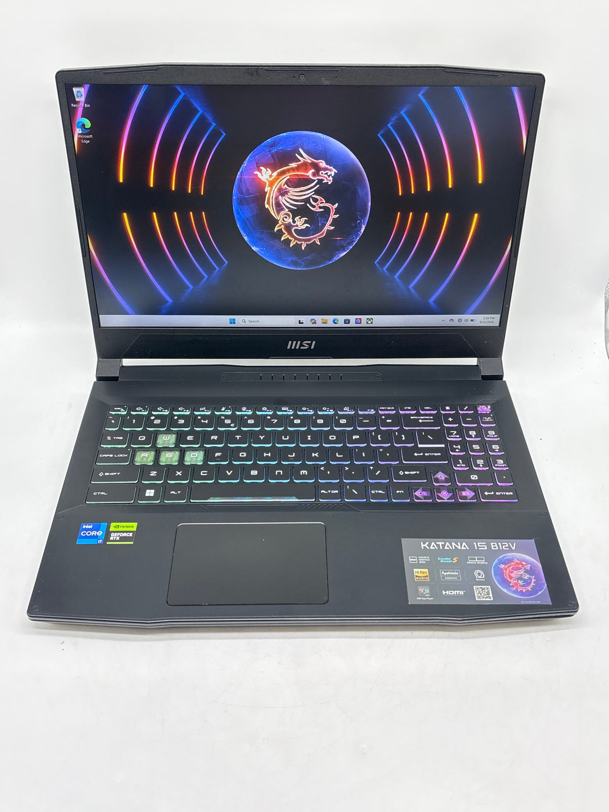 MSI Katana 15 B12VeK 15" Core i7-12650H 32GB RAM 1TB SSD RTX 4050 - Used