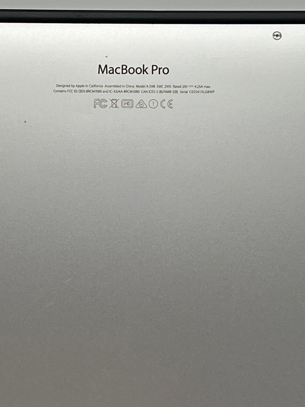 Apple MacBook Pro 15" A1398 2015 i7 16GB RAM 512GB SSD - For Parts (Read)