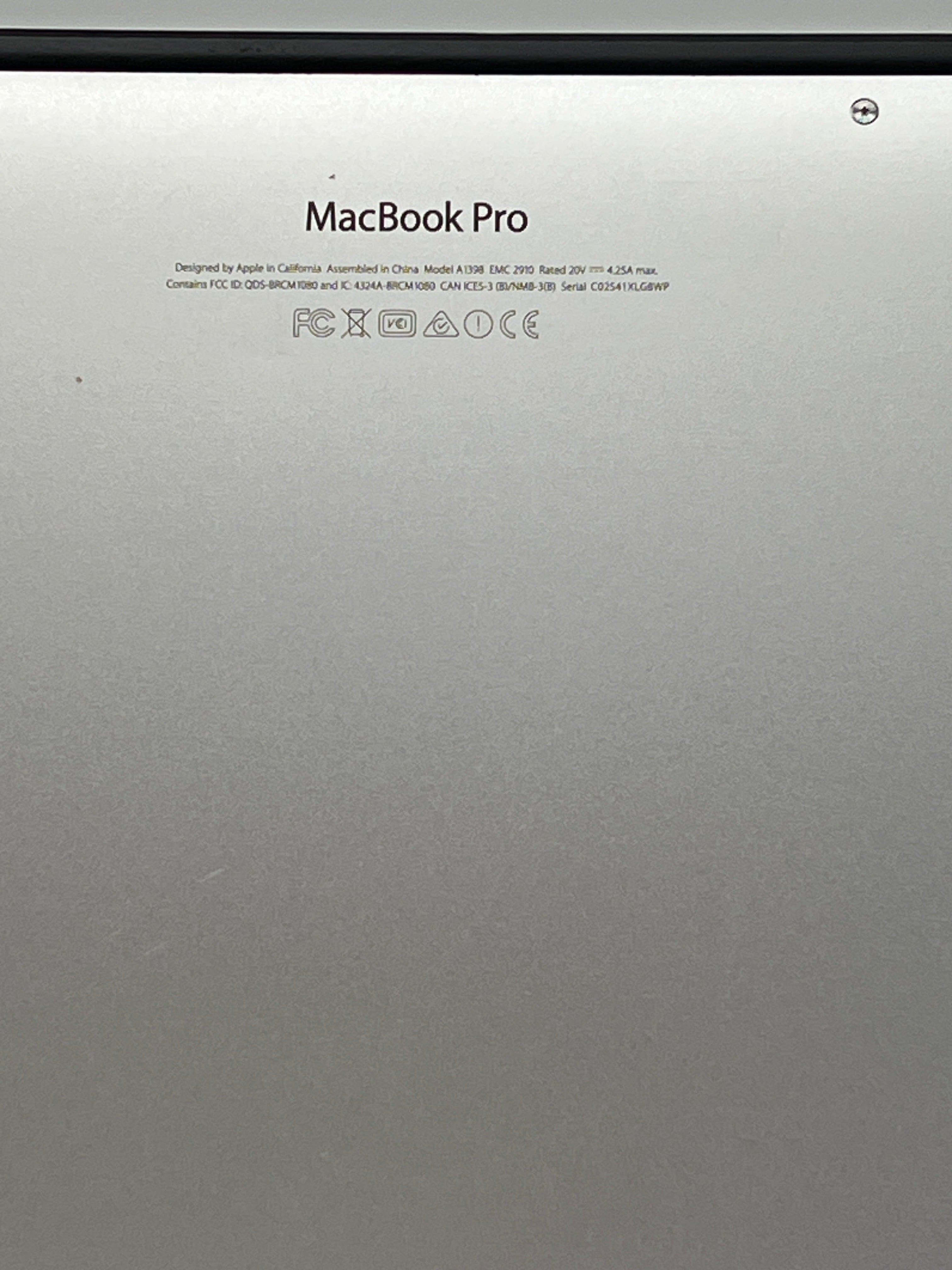 Apple MacBook Pro 15" A1398 2015 i7 16GB RAM 512GB SSD - For Parts (Read)