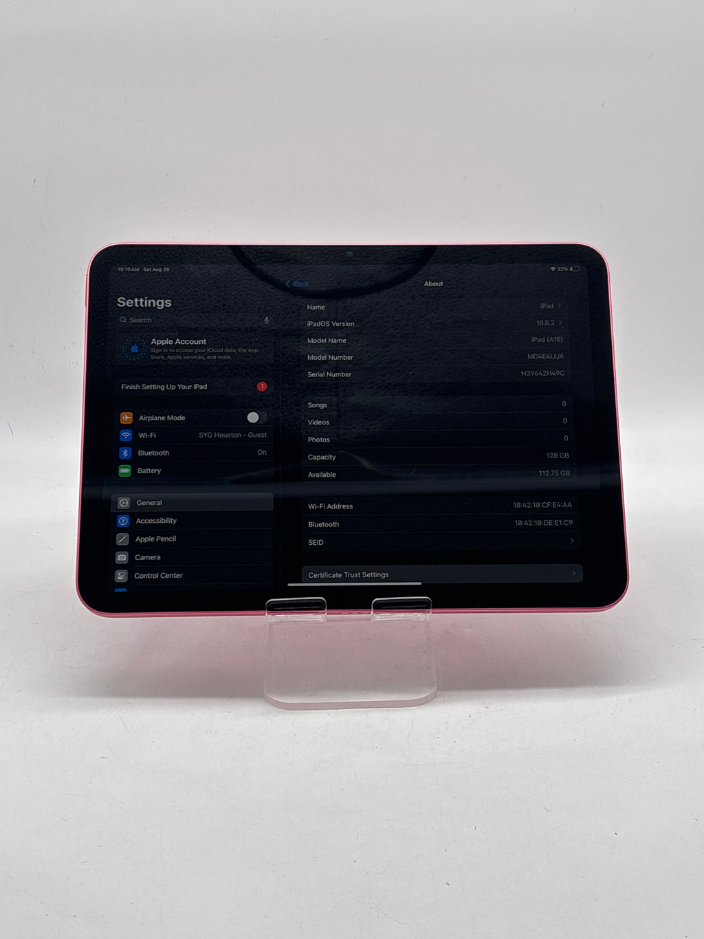Apple iPad 11th Gen A3354 11" 128GB Wi-Fi Pink Used