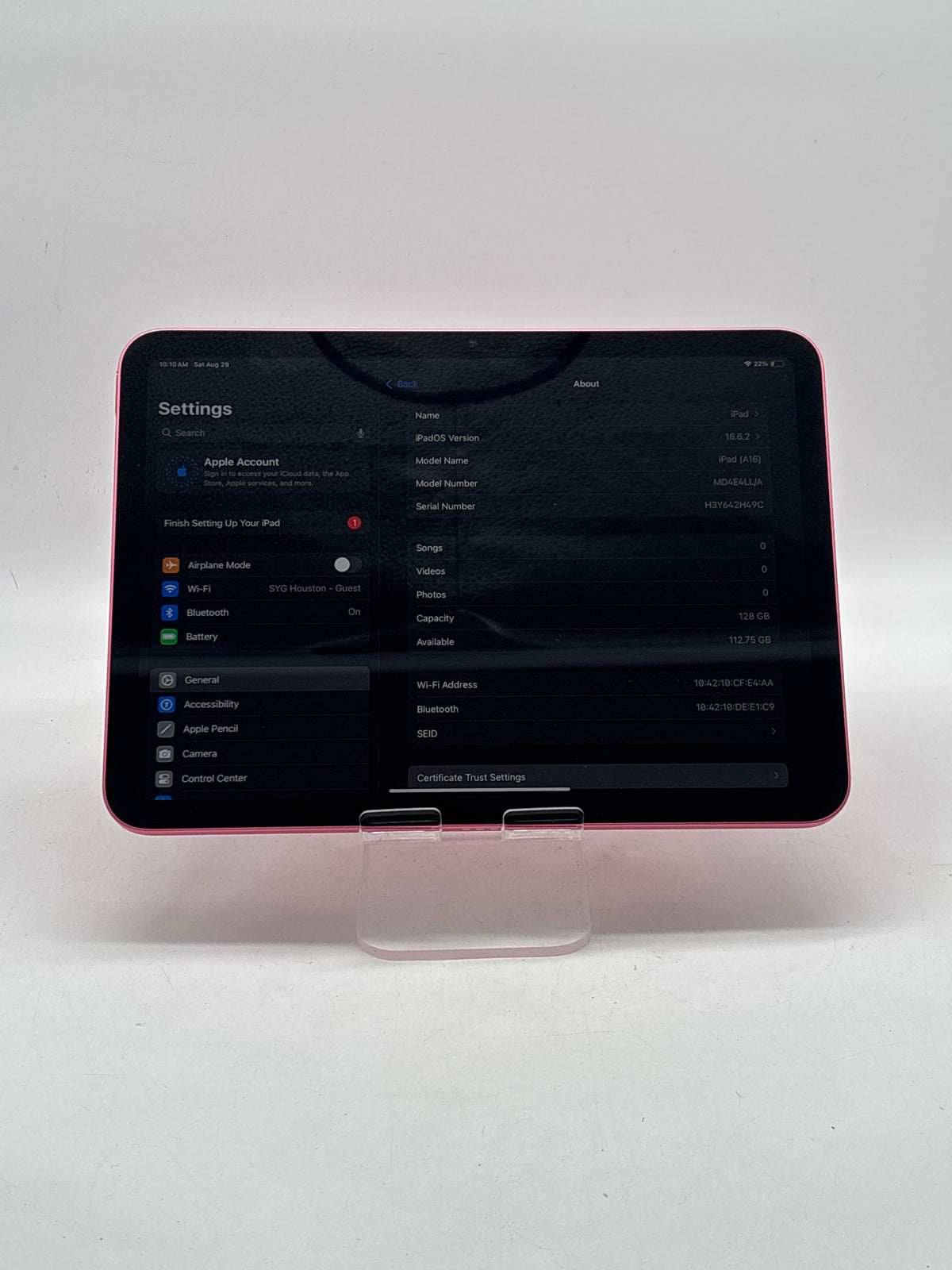 Apple iPad 11th Gen A3354 11" 128GB Wi-Fi Pink Used