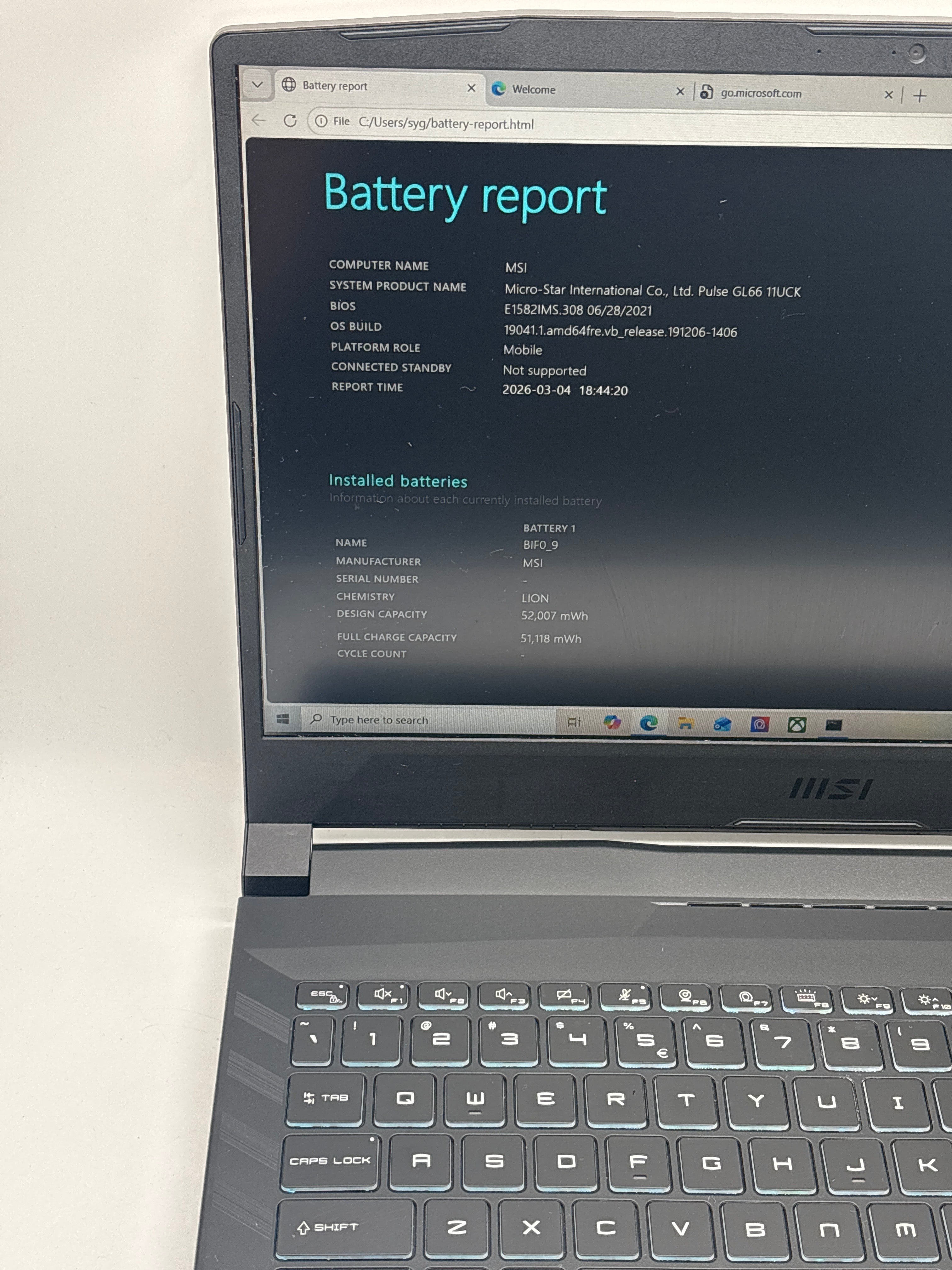 MSI Pulse GL66 i7-11800H 16GB RAM 1TB SSD RTX 3050