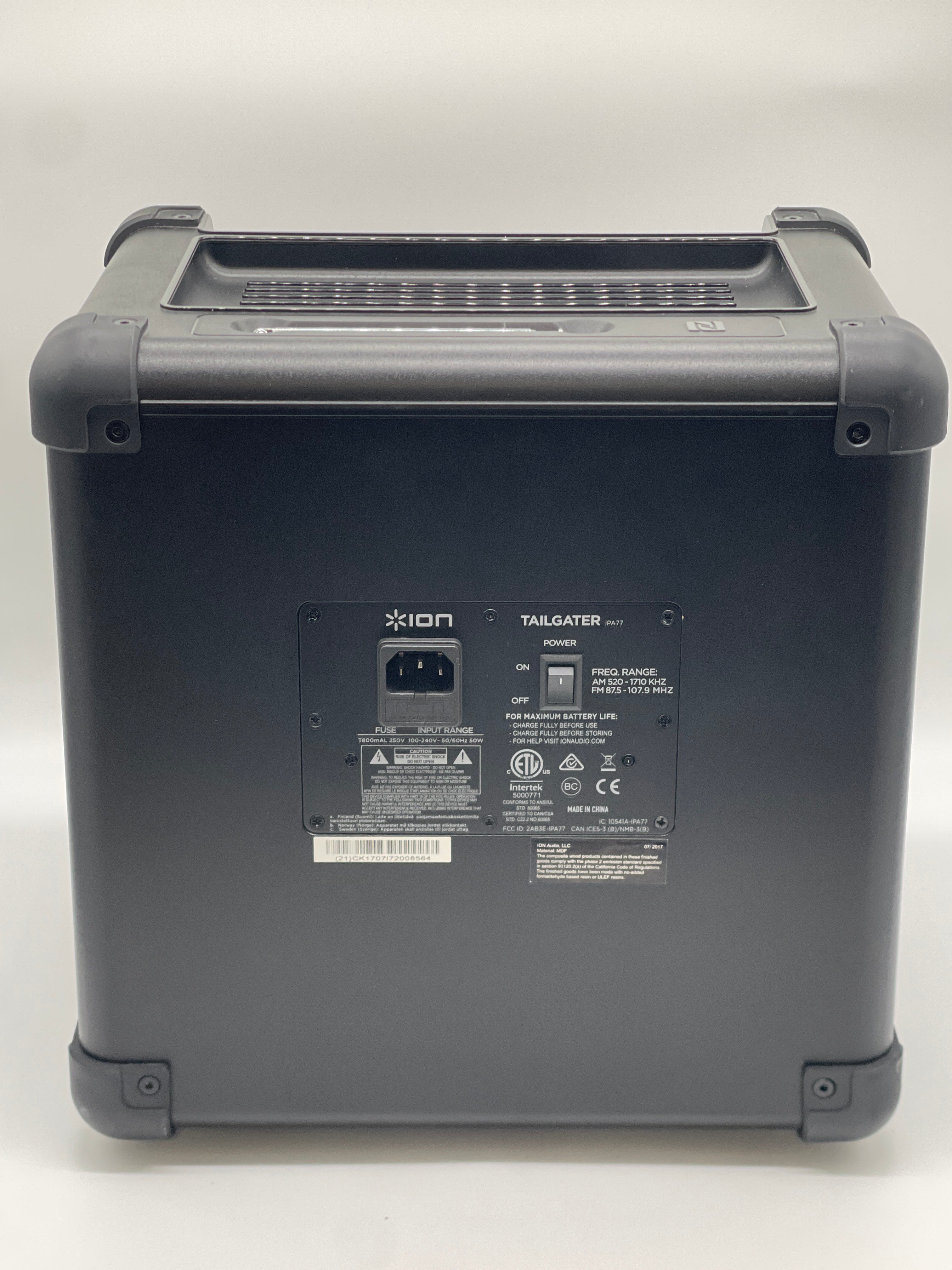 ION Audio Tailgater Tough Portable Speaker System Black iPA77 Used