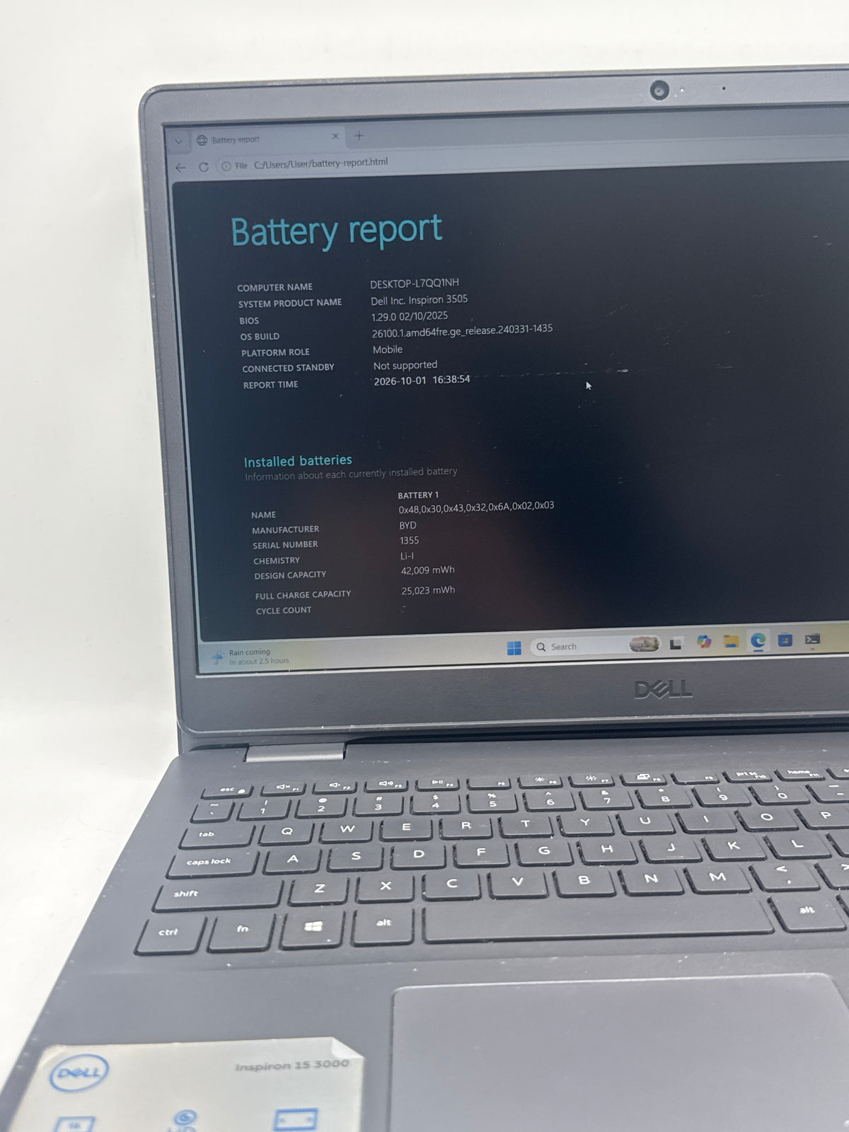 Dell Inspiron 15 3505 AMD Ryzen 5 3450U 12GB RAM 1TB HDD 256GB SSD - Used