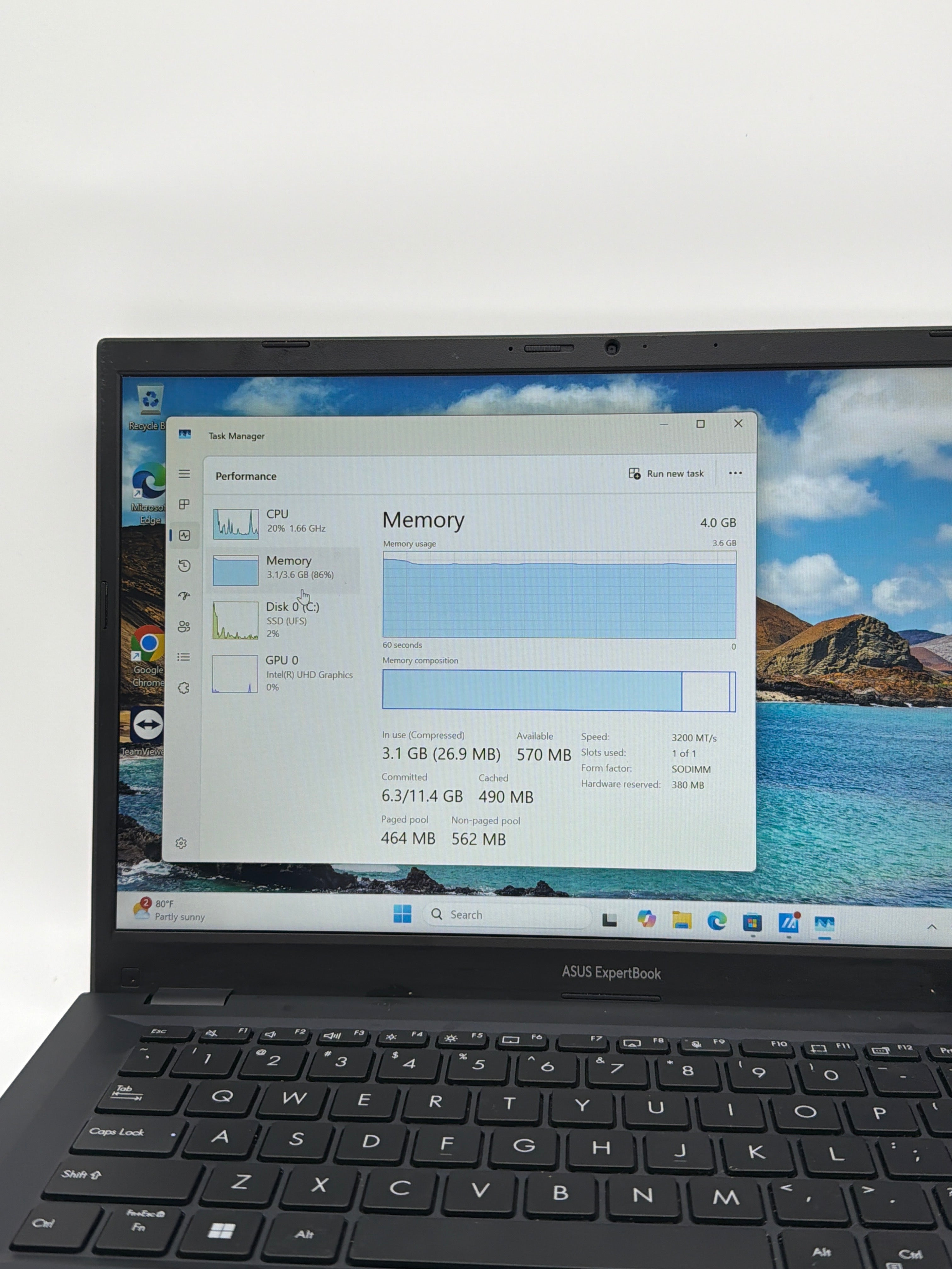 Asus ExpertBook 14 B1402CG 14 Inch Intel N100 4GB RAM 128GB SSD Blue Used