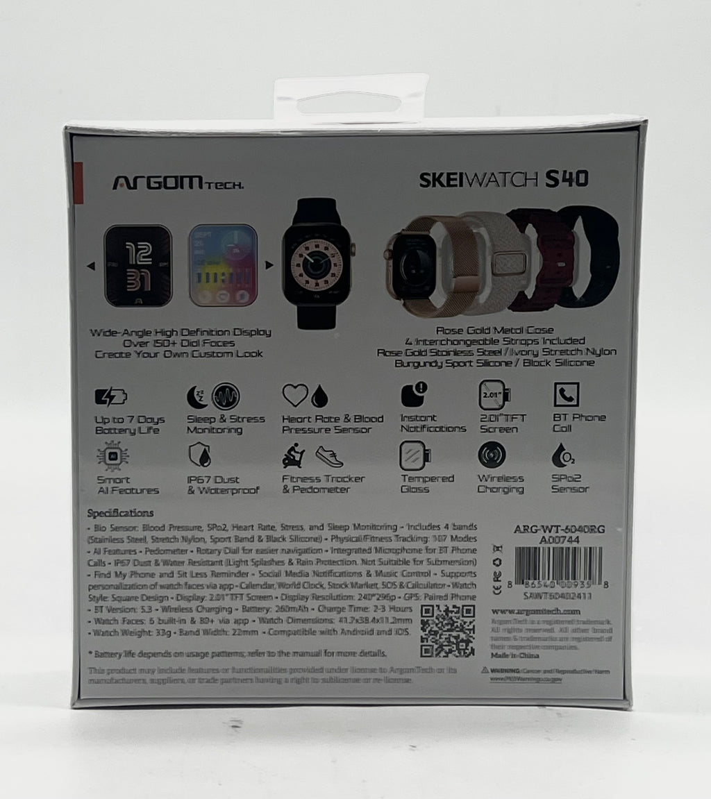 Argomtech Skeiwatch S40 Rose Gold GPS Only - New In Box