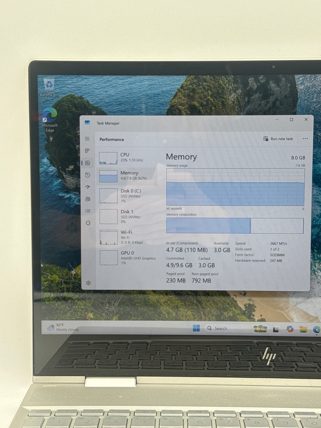 HP ENVY x360 15m-dr1011dx i5-10210U 8GB RAM 256GB SSD - Bad Battery
