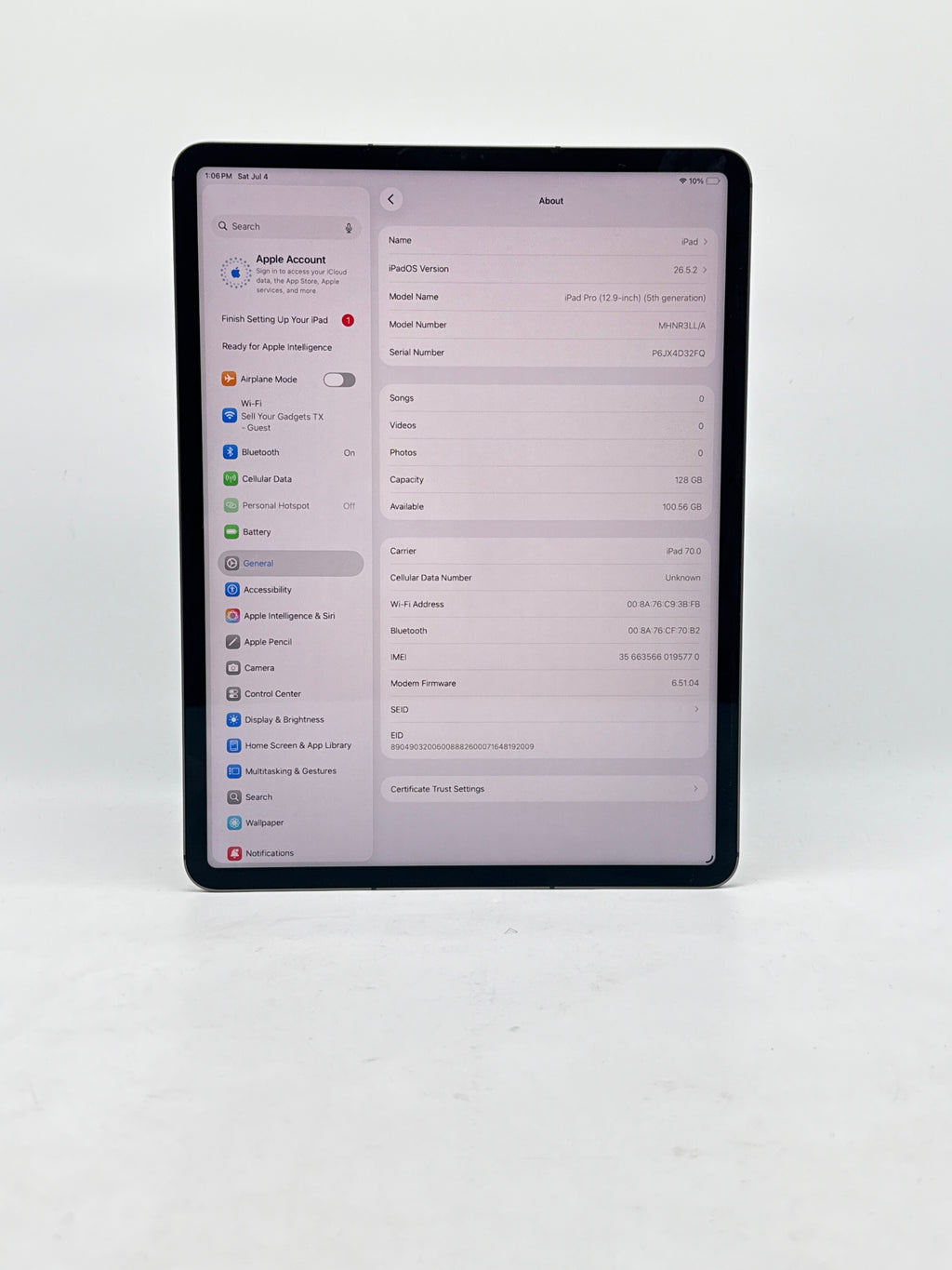 Apple iPad Pro 12.9" 5th Gen A2379 128GB Wi-Fi Cellular - Used