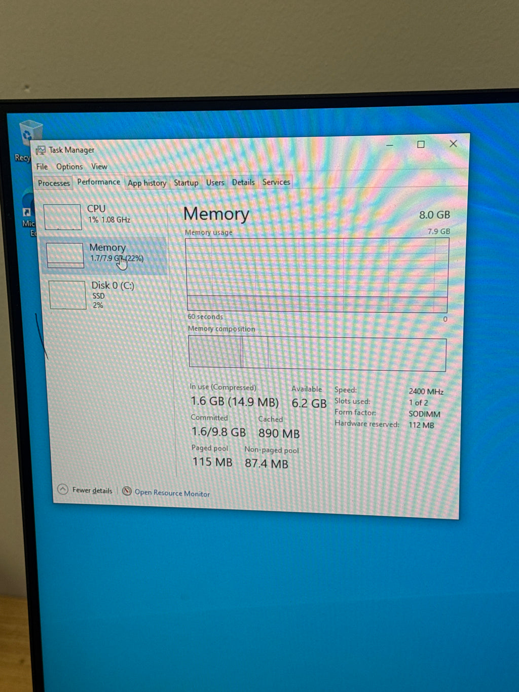 Lenovo ThinkCentre M710q Tiny Desktop i5-7500T 8GB RAM Bad HDD - For Parts