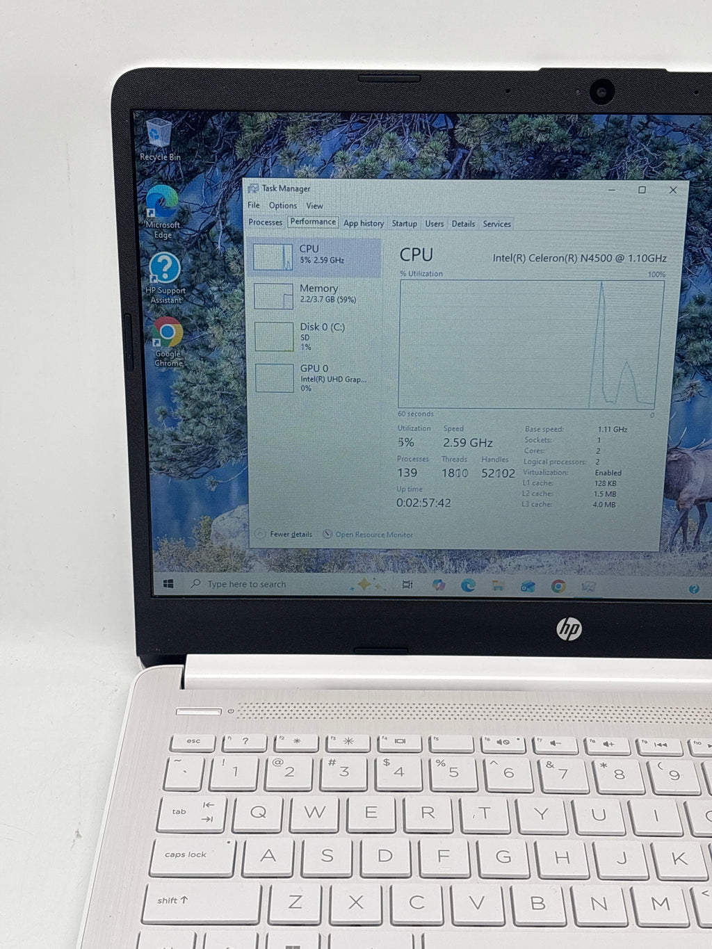 HP 14-DQ3000DX 14" Intel Celeron N4500 4GB RAM 64GB eMMC - Used