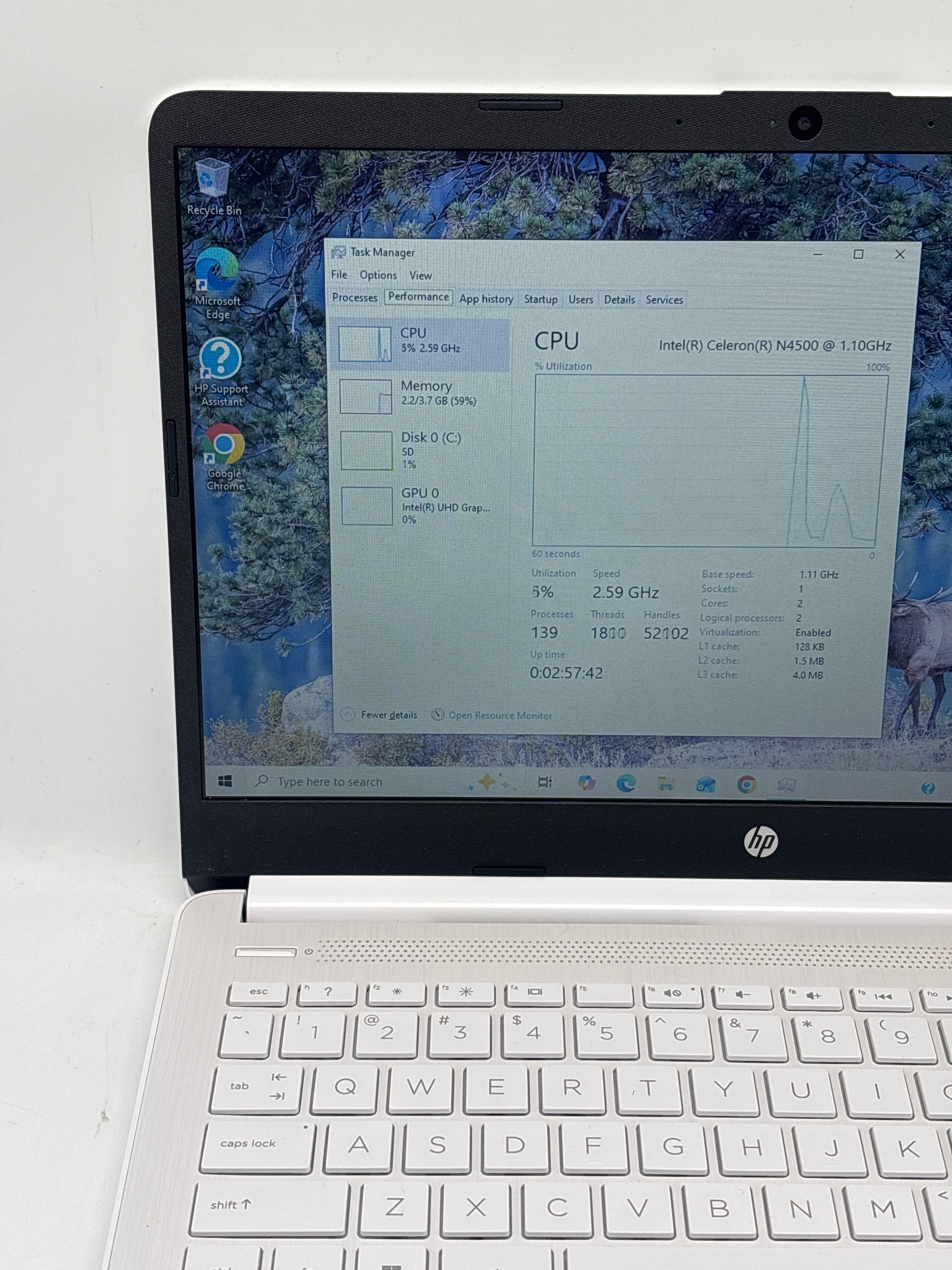 HP 14-DQ3000DX 14" Intel Celeron N4500 4GB RAM 64GB eMMC - Used