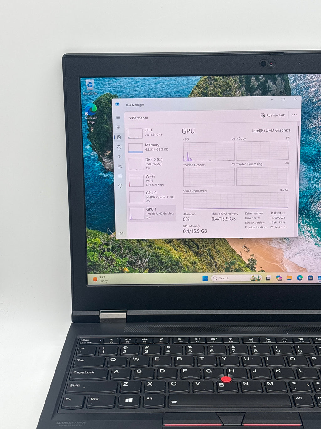 Lenovo ThinkPad P15 Gen 1 i7-10750H 32GB RAM 1TB SSD T1000