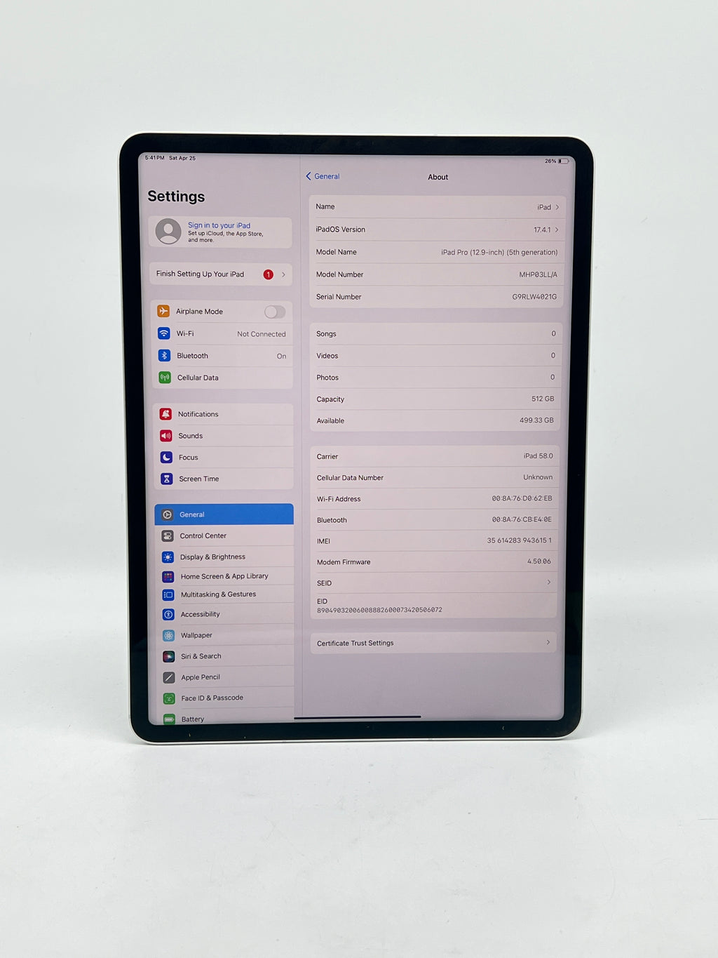 Apple iPad Pro 12.9" 5th Gen A2379 512GB Wi‑Fi + 5G - Used
