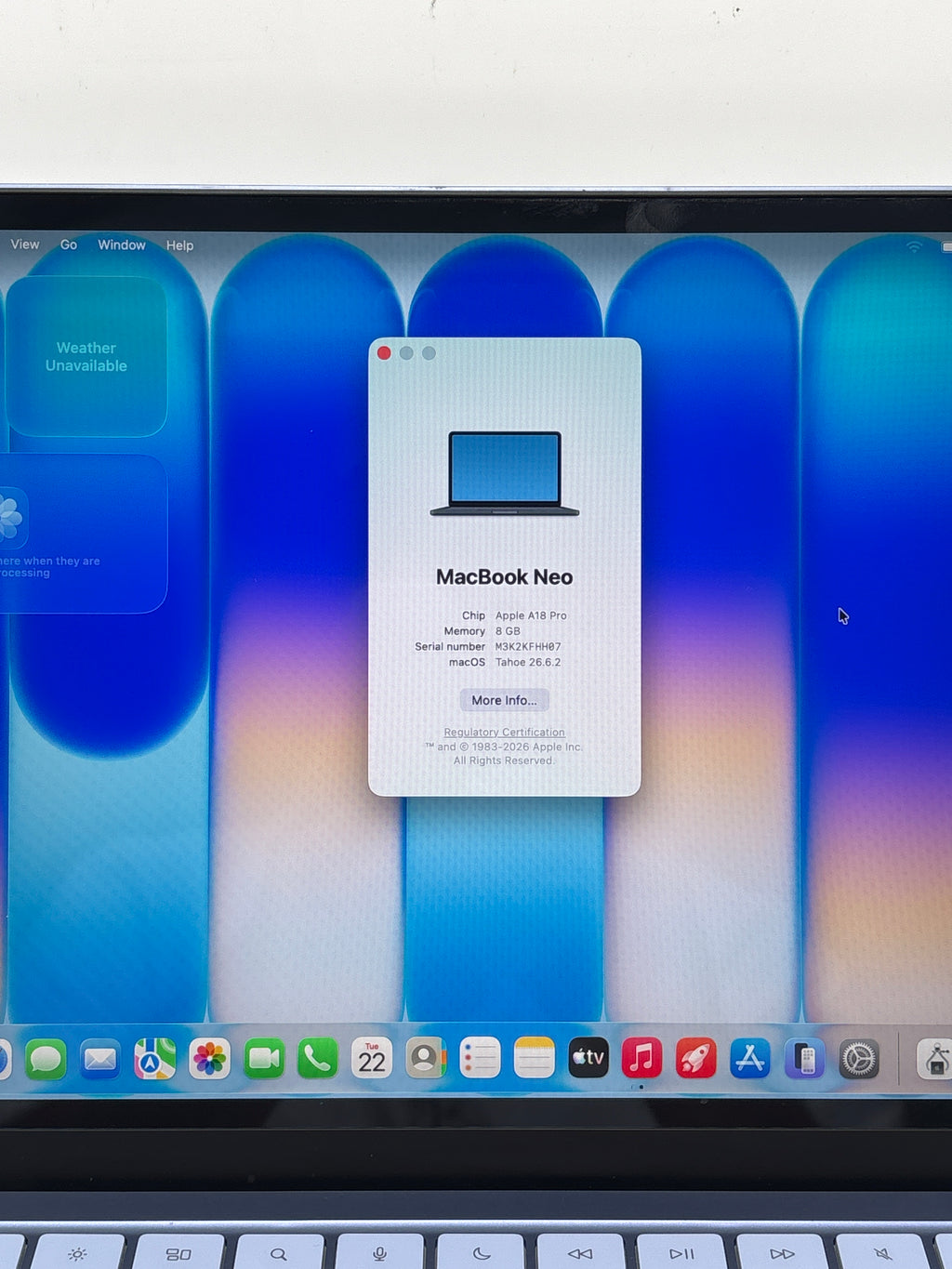 Apple MacBook NEO A3404 13" Apple A18 Pro 8GB RAM 256GB SSD Blue - Used