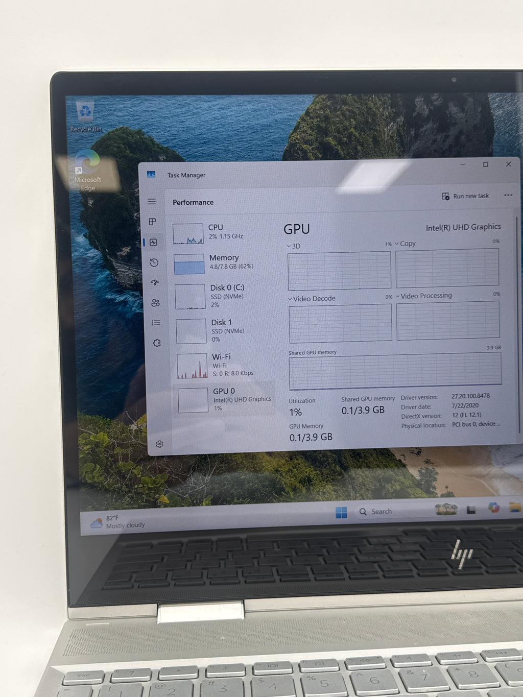 HP ENVY x360 15m-dr1011dx i5-10210U 8GB RAM 256GB SSD - Bad Battery