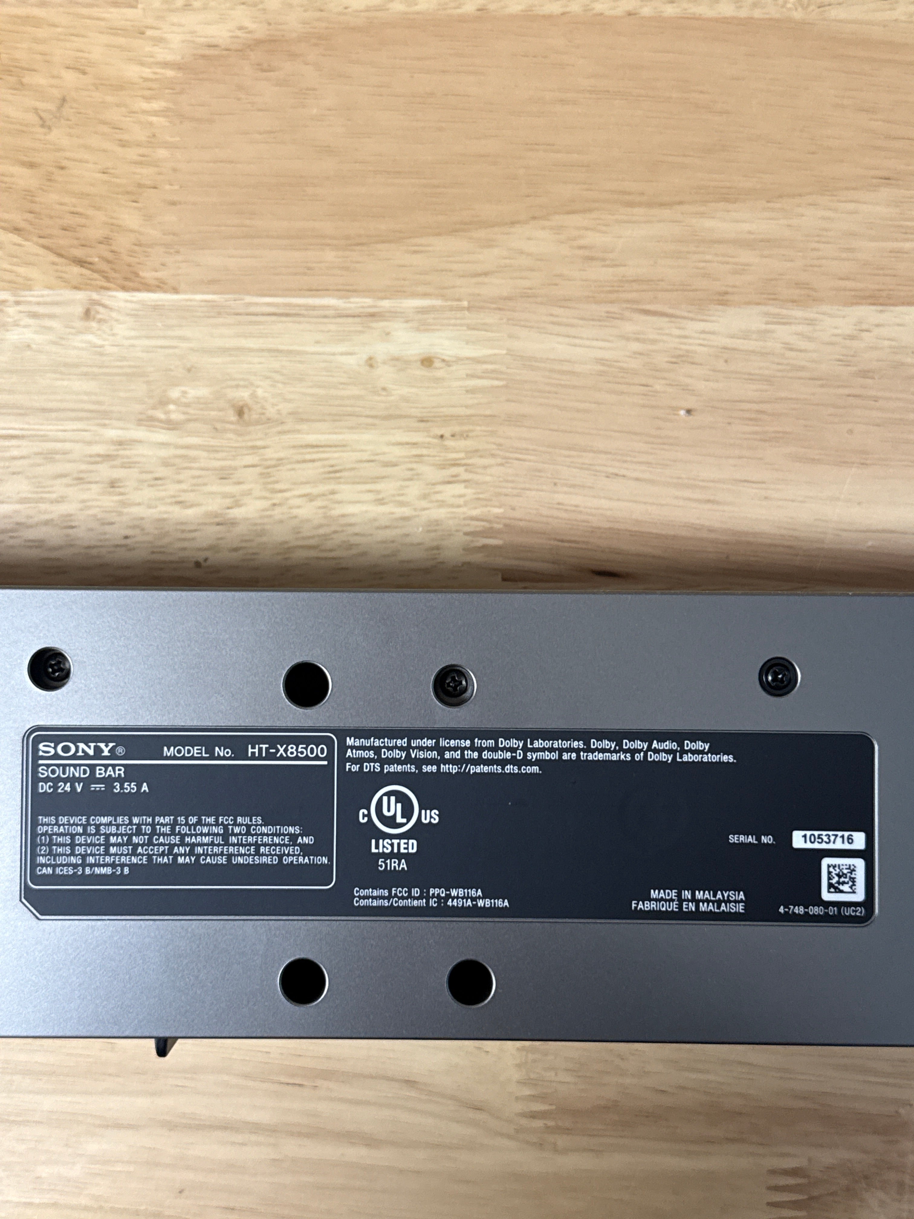 Sony HTX8500 2.1 Dolby Atmos/Dts: X Soundbar Built In Subwoofer Bluetooth Black