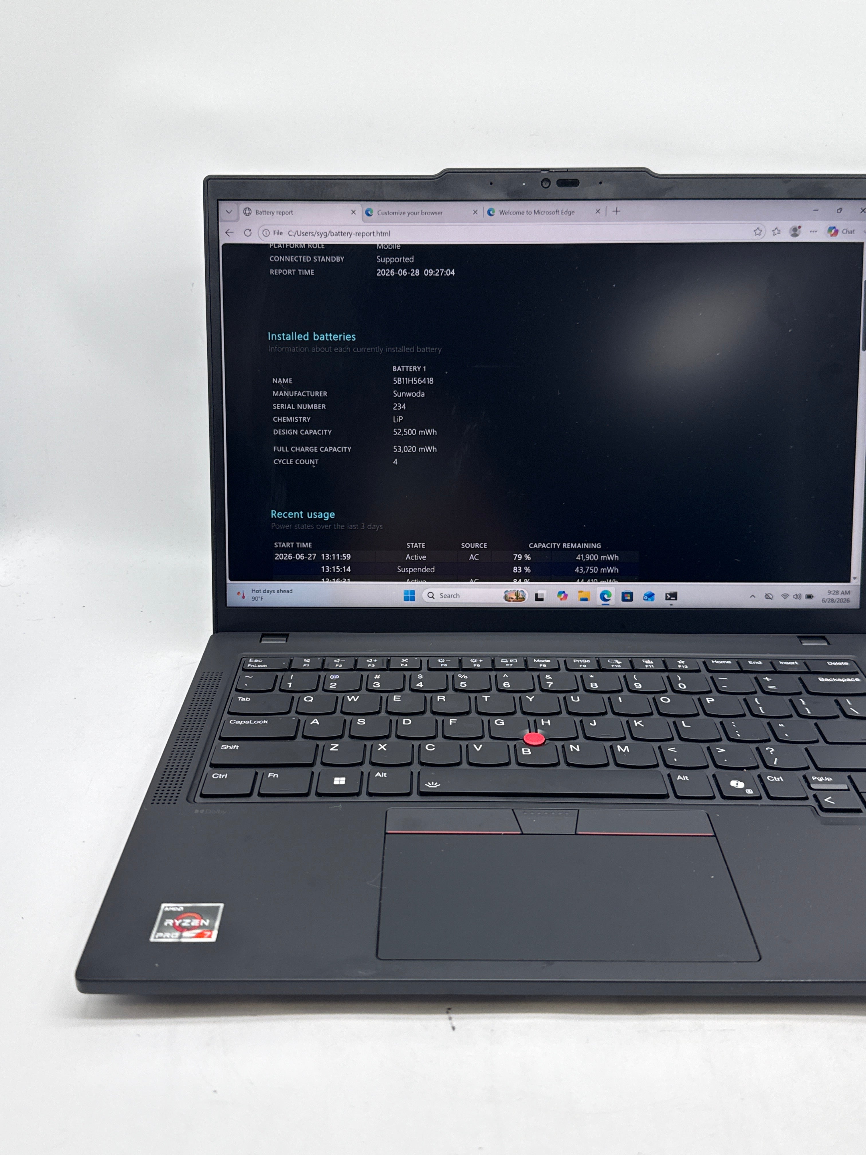 Lenovo ThinkPad P14s Gen 5 AMD Ryzen 7 Pro 8840HS 32GB Ram 2TB SSD - Used