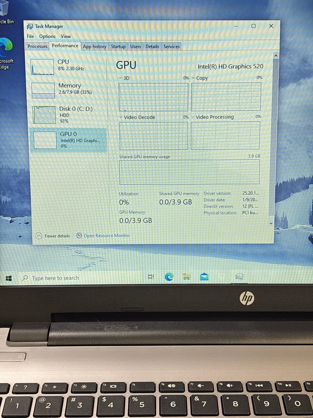 HP 15-ay039wm i3-6100U 8GB RAM 1TB HDD - For Parts (Read DESC)
