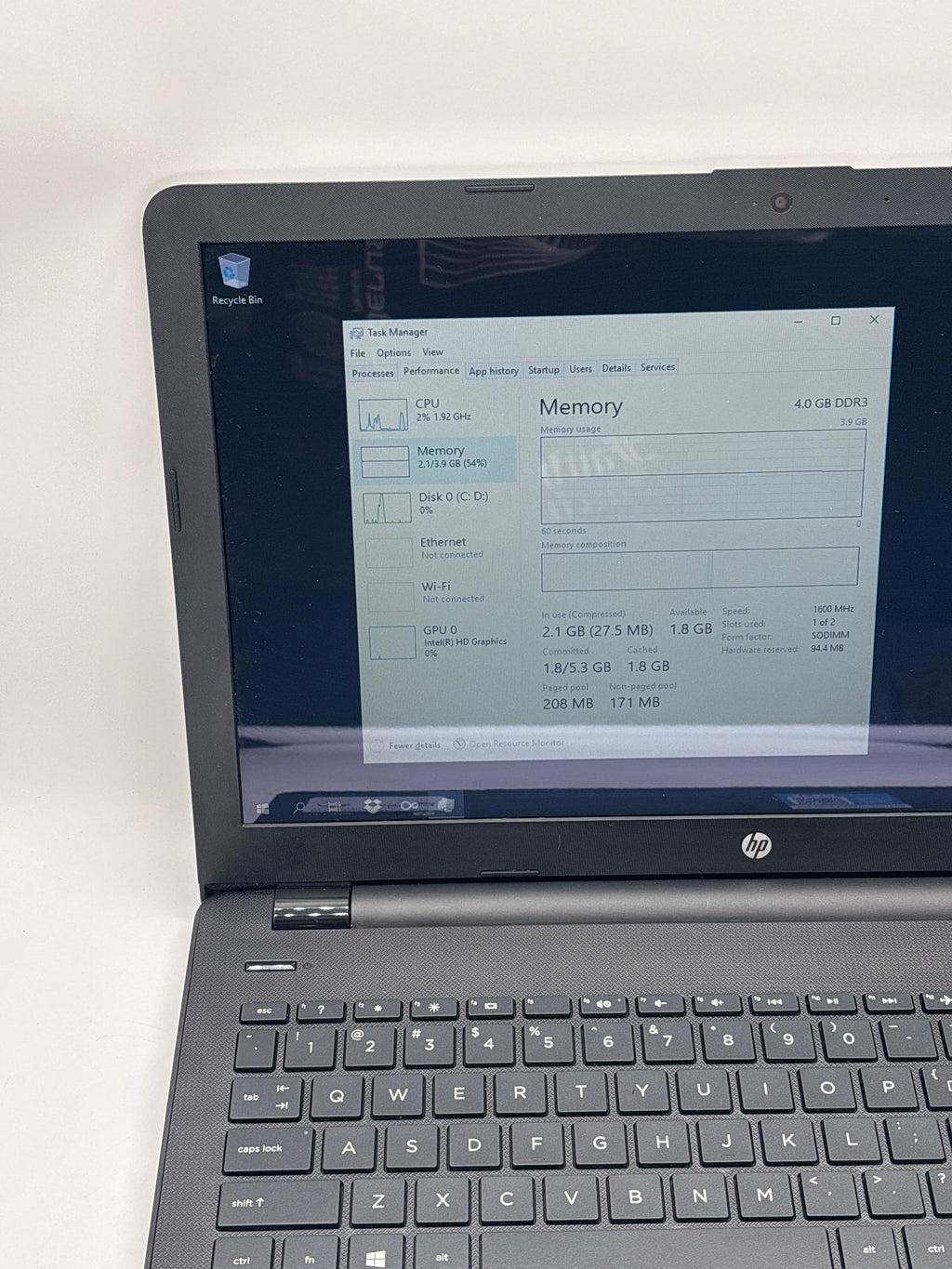 HP 15-BS020WM Touch Pentium N3710 4GB RAM 500GB HDD