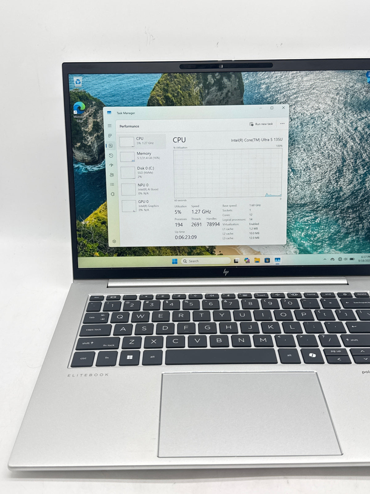 HP EliteBook 840 G11 14" Ultra 5 135U 32GB RAM 1TB SSD Silver - Remotely Managed