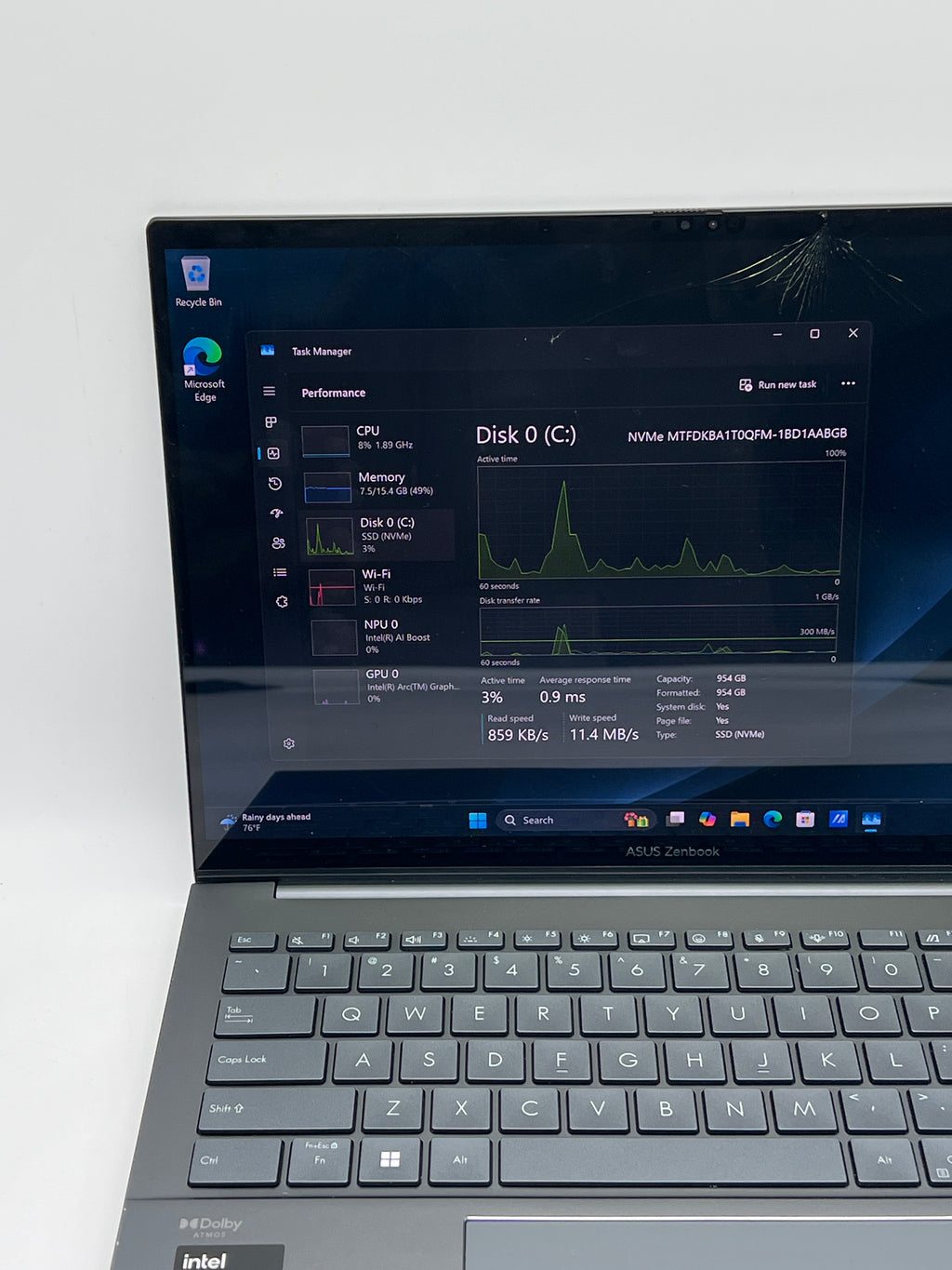 Asus Zenbook 14 Q425M OLED Ultra 7 155H 16GB RAM 1TB SSD - For Parts (Read DESC)
