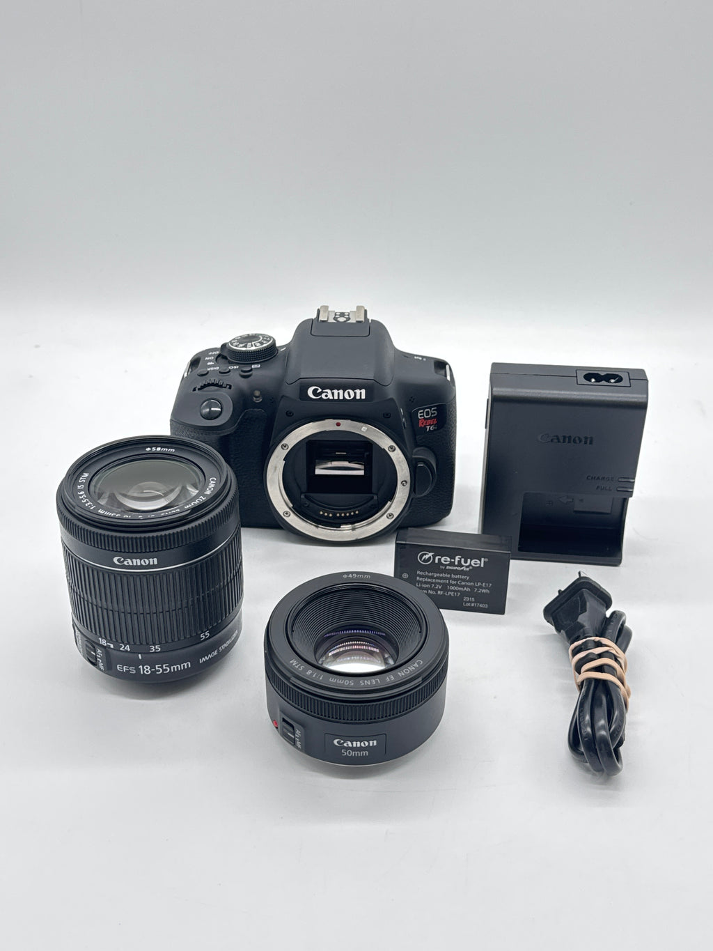 Canon EOS Rebel T6i Digital SLR DSLR Camera W/ 18-55mm & 50mm Lens - Used