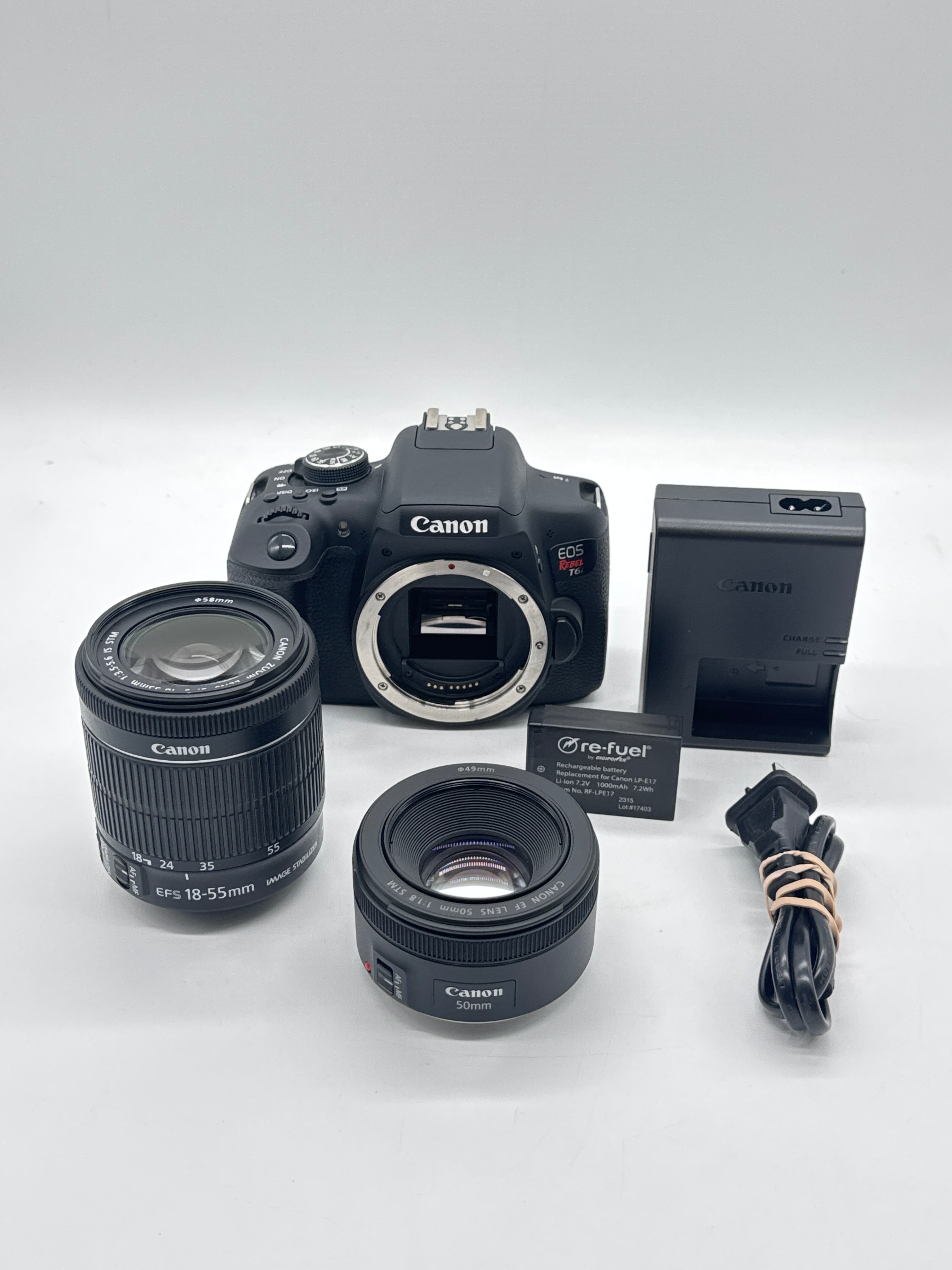 Canon EOS Rebel T6i Digital SLR DSLR Camera W/ 18-55mm & 50mm Lens - Used