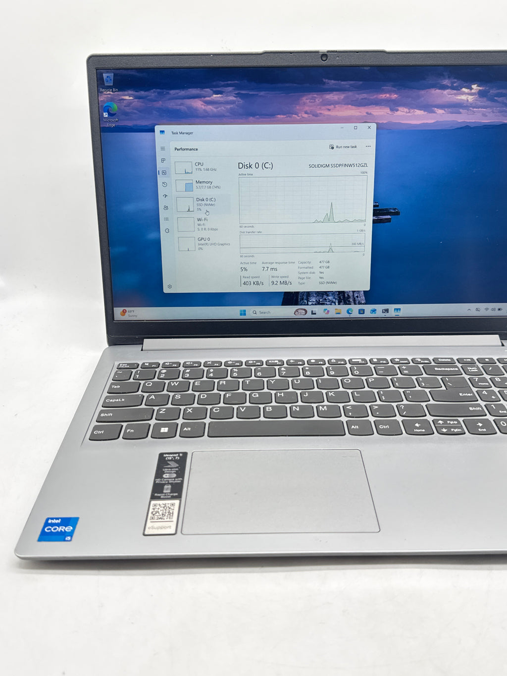 Lenovo IdeaPad 1i 15IAU7 Core i5 1235U 8GB RAM 512GB SSD 15.6in Silver - Used