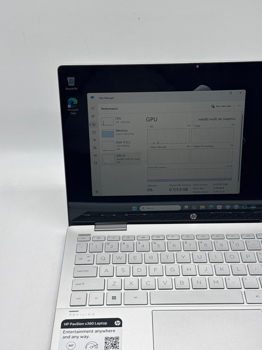 HP Pavilion x360 14-ek0033dx i5-1235U 8GB RAM 512GB SSD