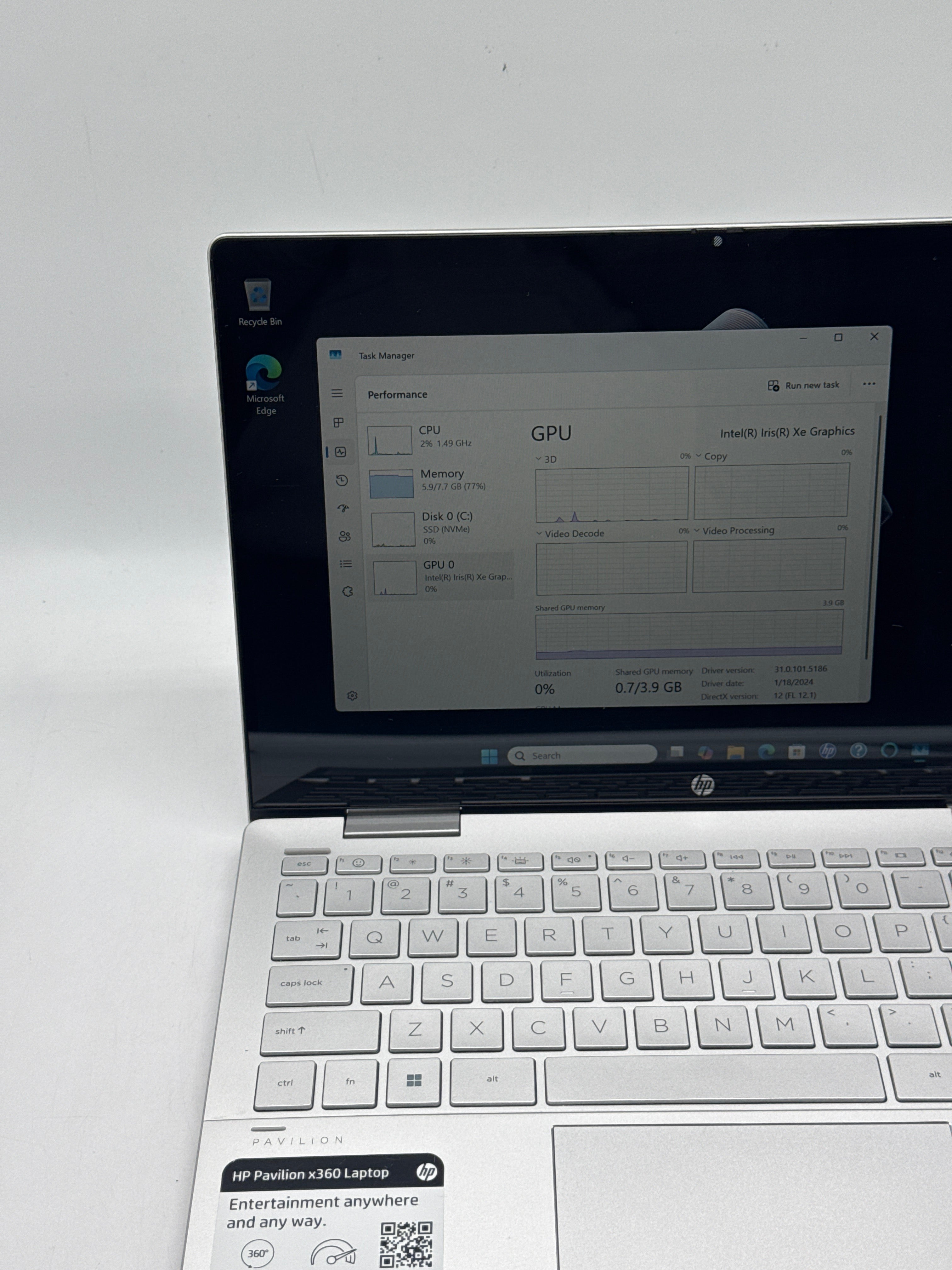 HP Pavilion x360 14-ek0033dx i5-1235U 8GB RAM 512GB SSD