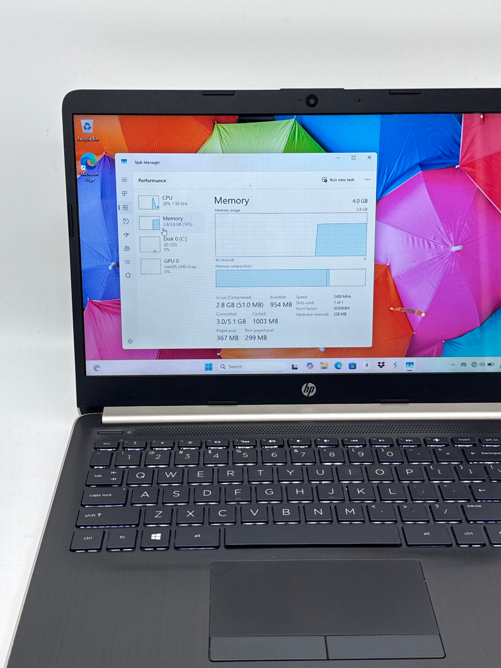 HP 14-cf0011ds Laptop Celeron N4000 4GB RAM 64GB SD - Used