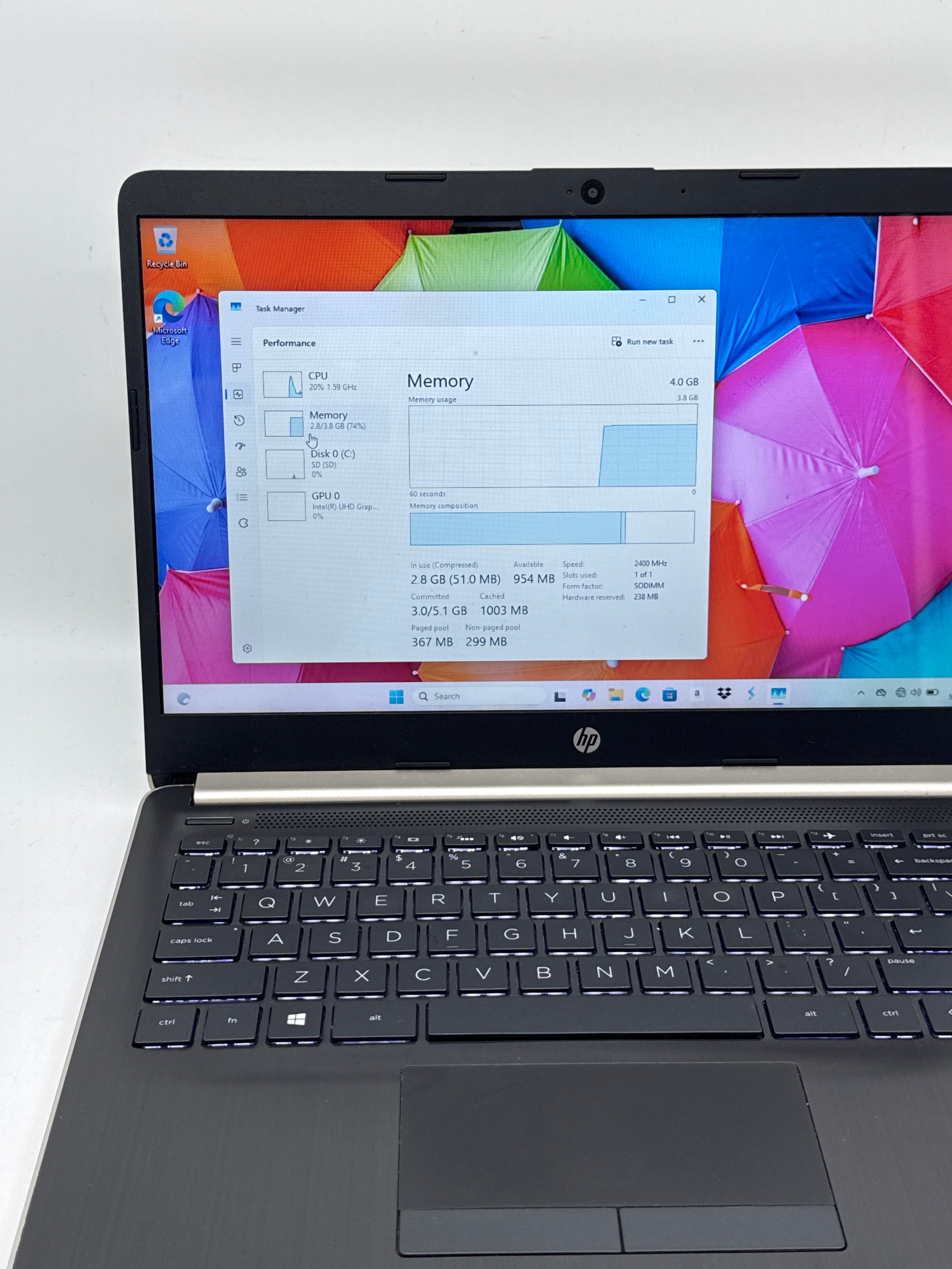 HP 14-cf0011ds Laptop Celeron N4000 4GB RAM 64GB SD - Used
