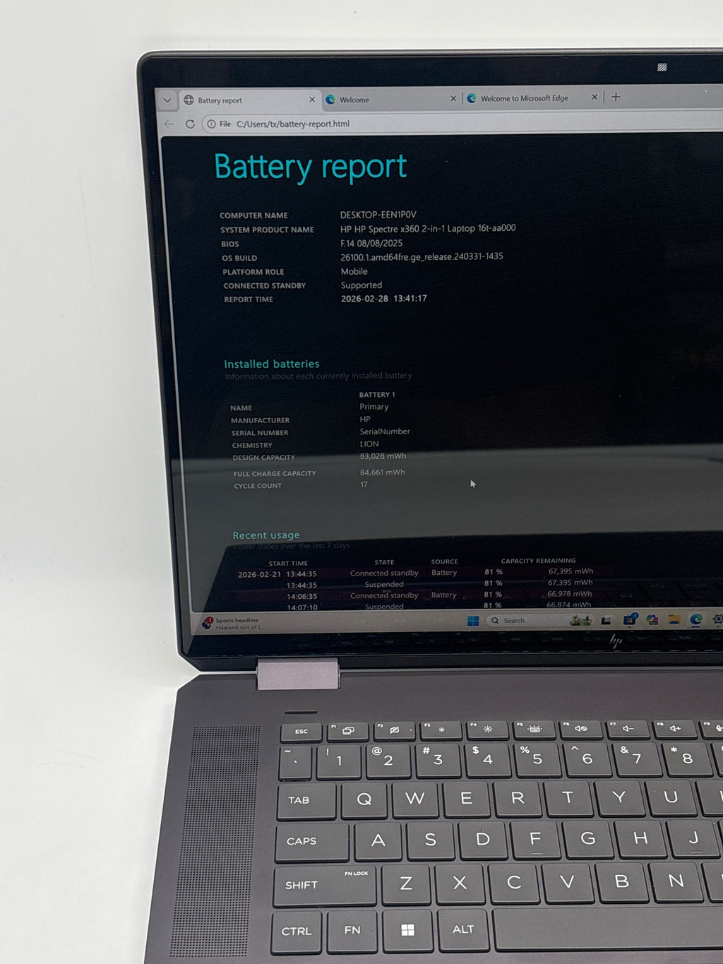 HP Spectre X360 16t-aa000 Ultra 7 155H 16GB RAM 512GB SSD